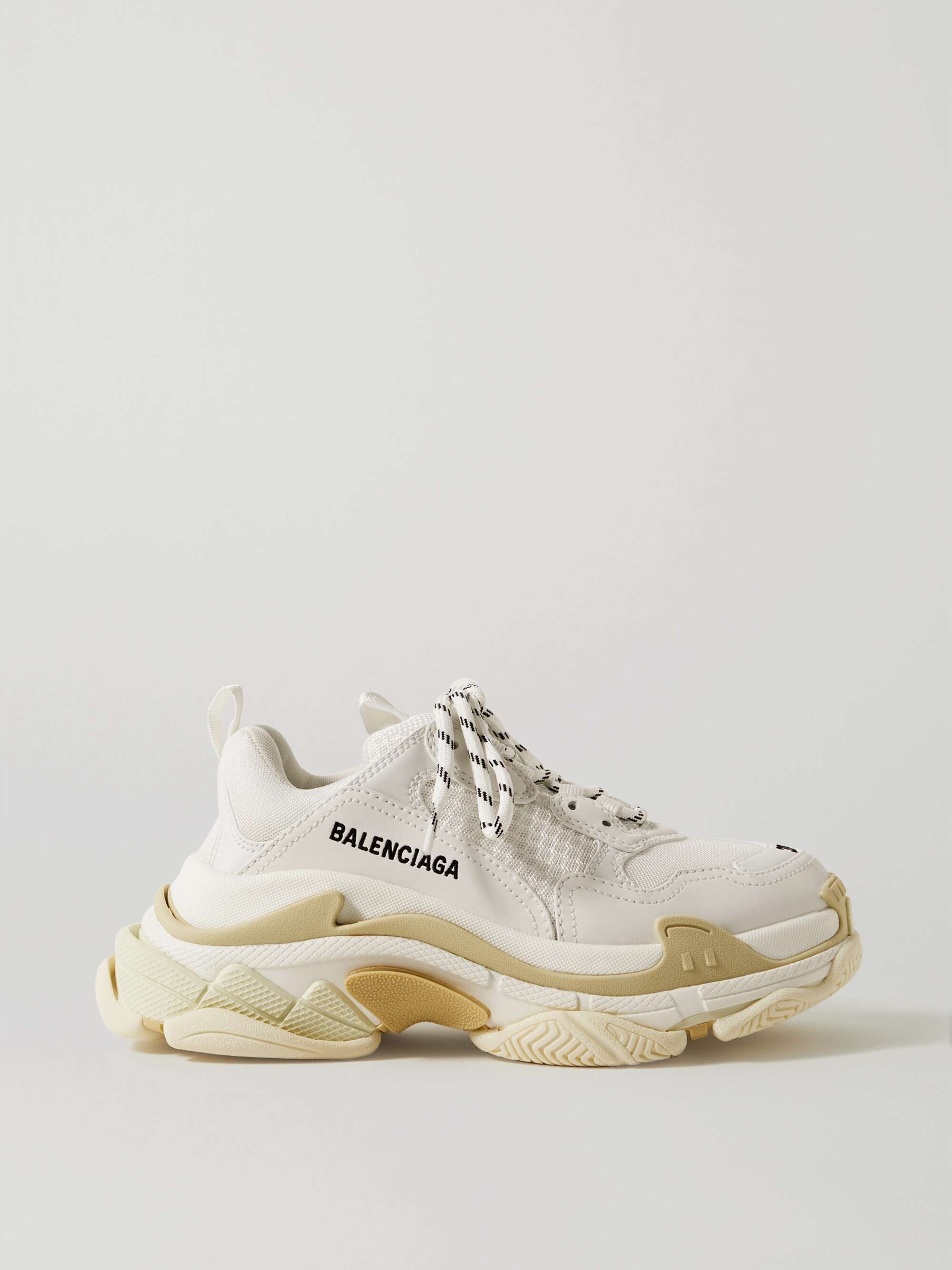 Triple S logo-embroidered faux faux nubuck and mesh sneakers NET-A-PORTER