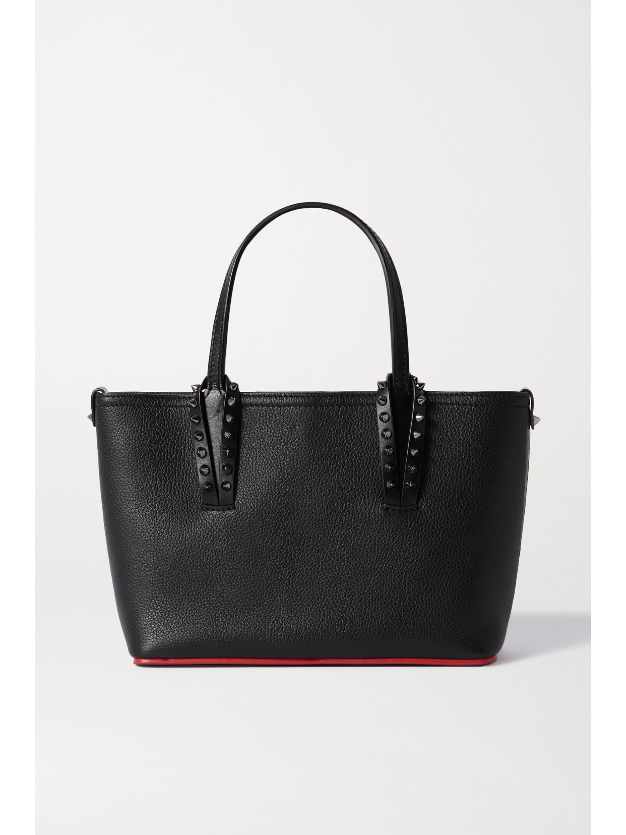 Christian Louboutin Cabata Mini Spiked Textured-leather Tote In Black