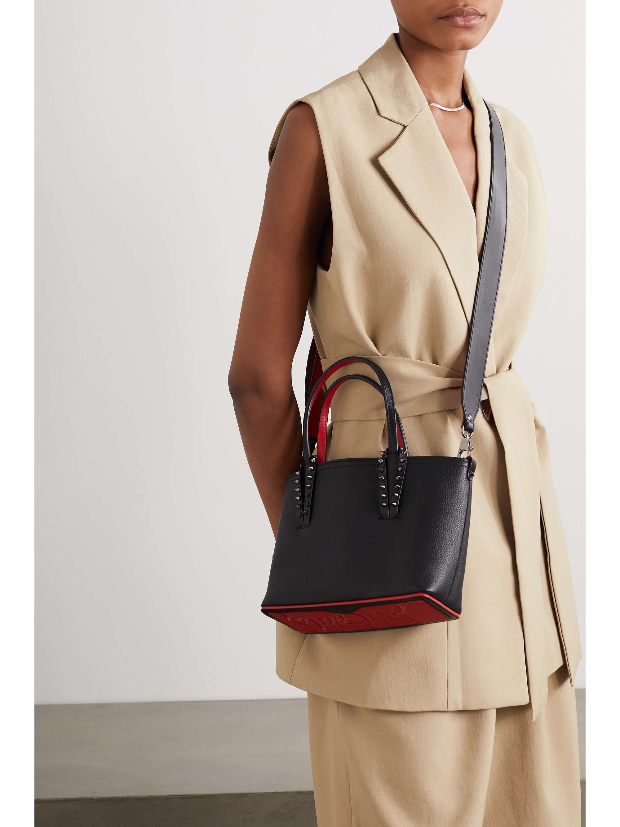 CHRISTIAN LOUBOUTIN Cabata mini spiked textured-leather tote