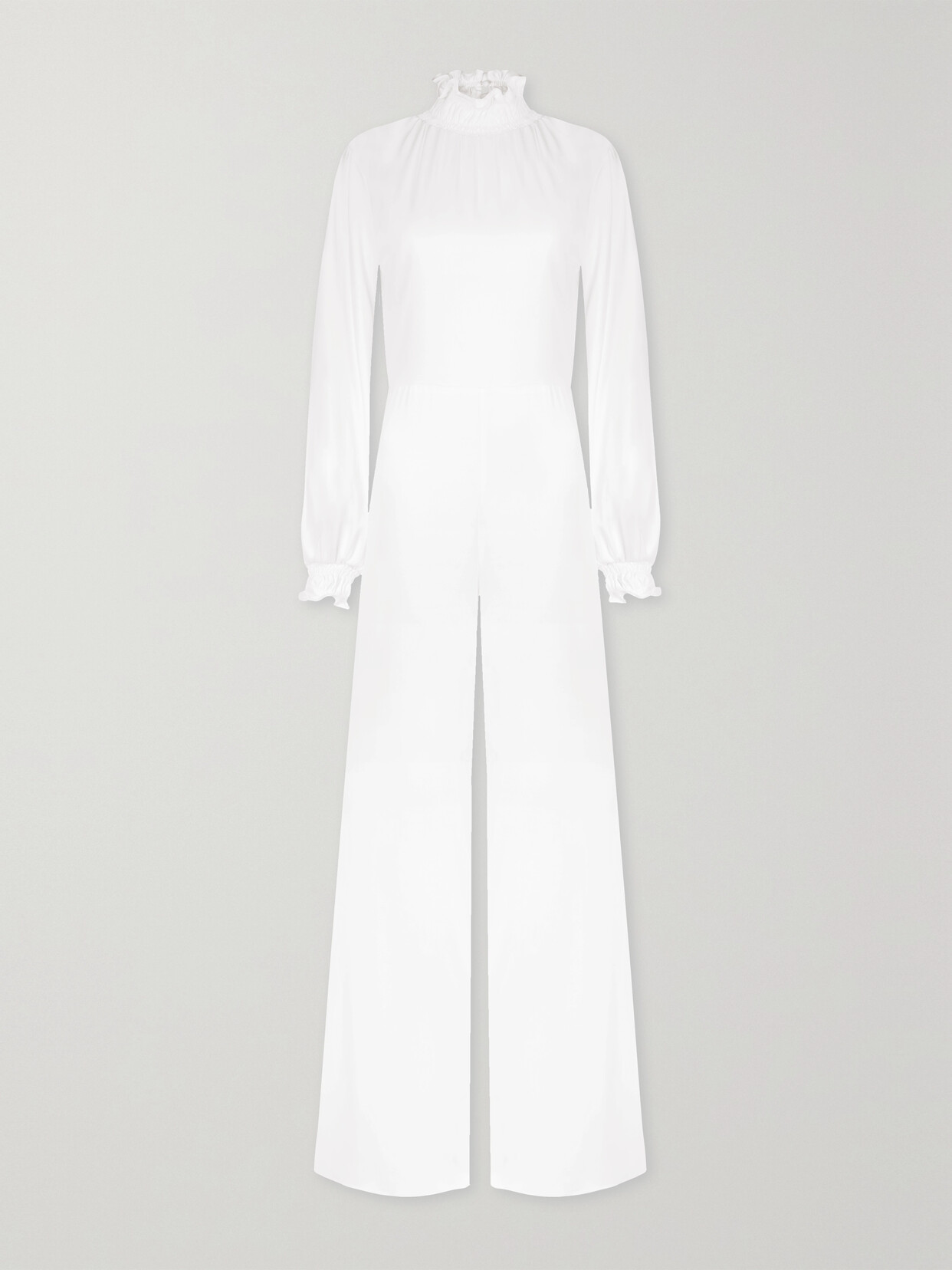 Vanessa Cocchiaro Mary Ruffled Satin Jumpsuit In White