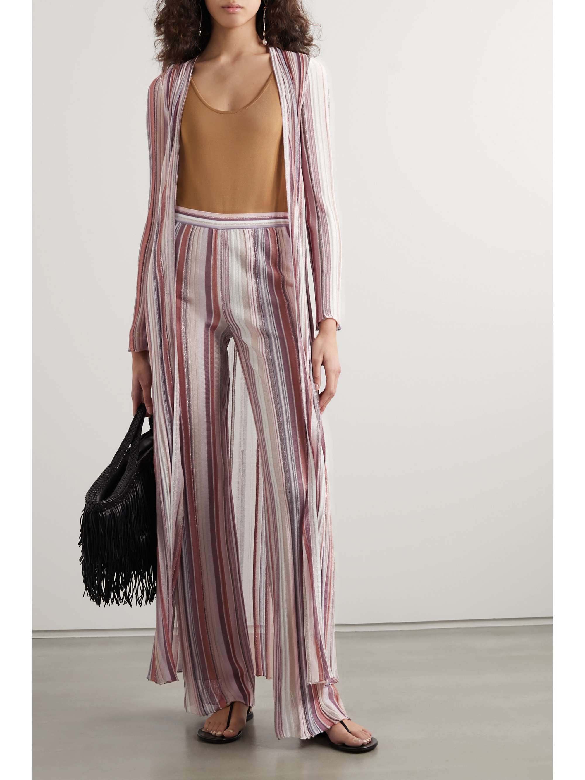 MISSONI Metallic striped crochet-knit cardigan