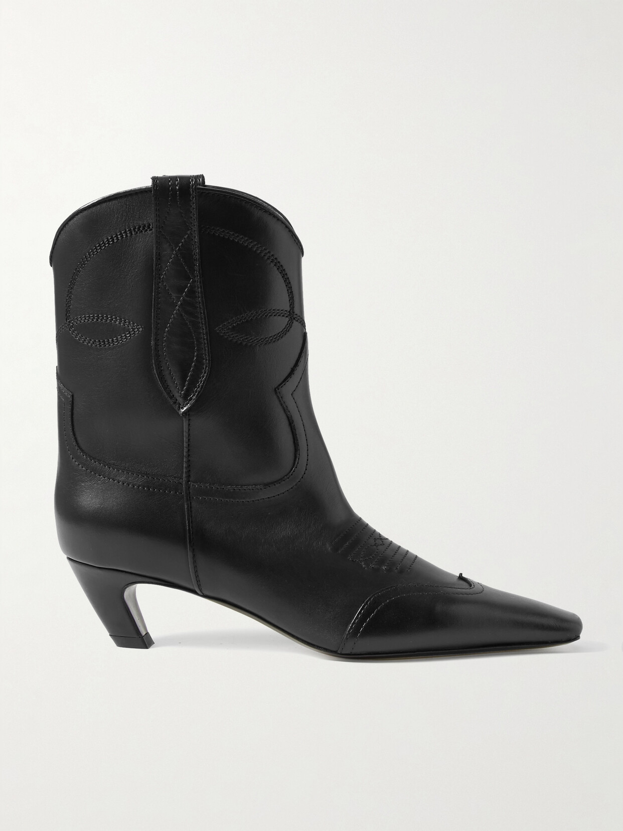 Shop Khaite Dalls Leather Cowboy Boots In Black