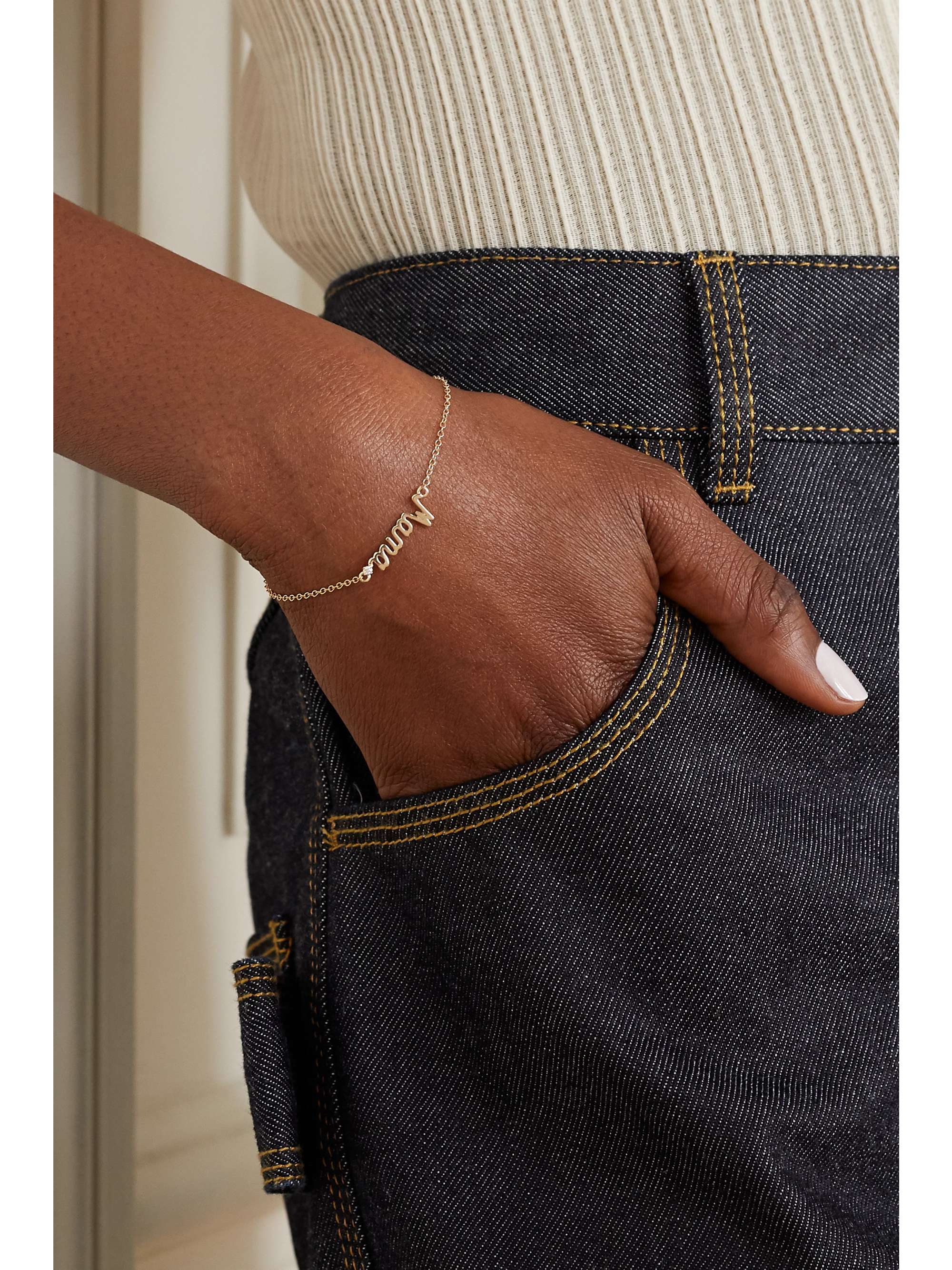 ALISON LOU Mama 14-karat gold diamond bracelet