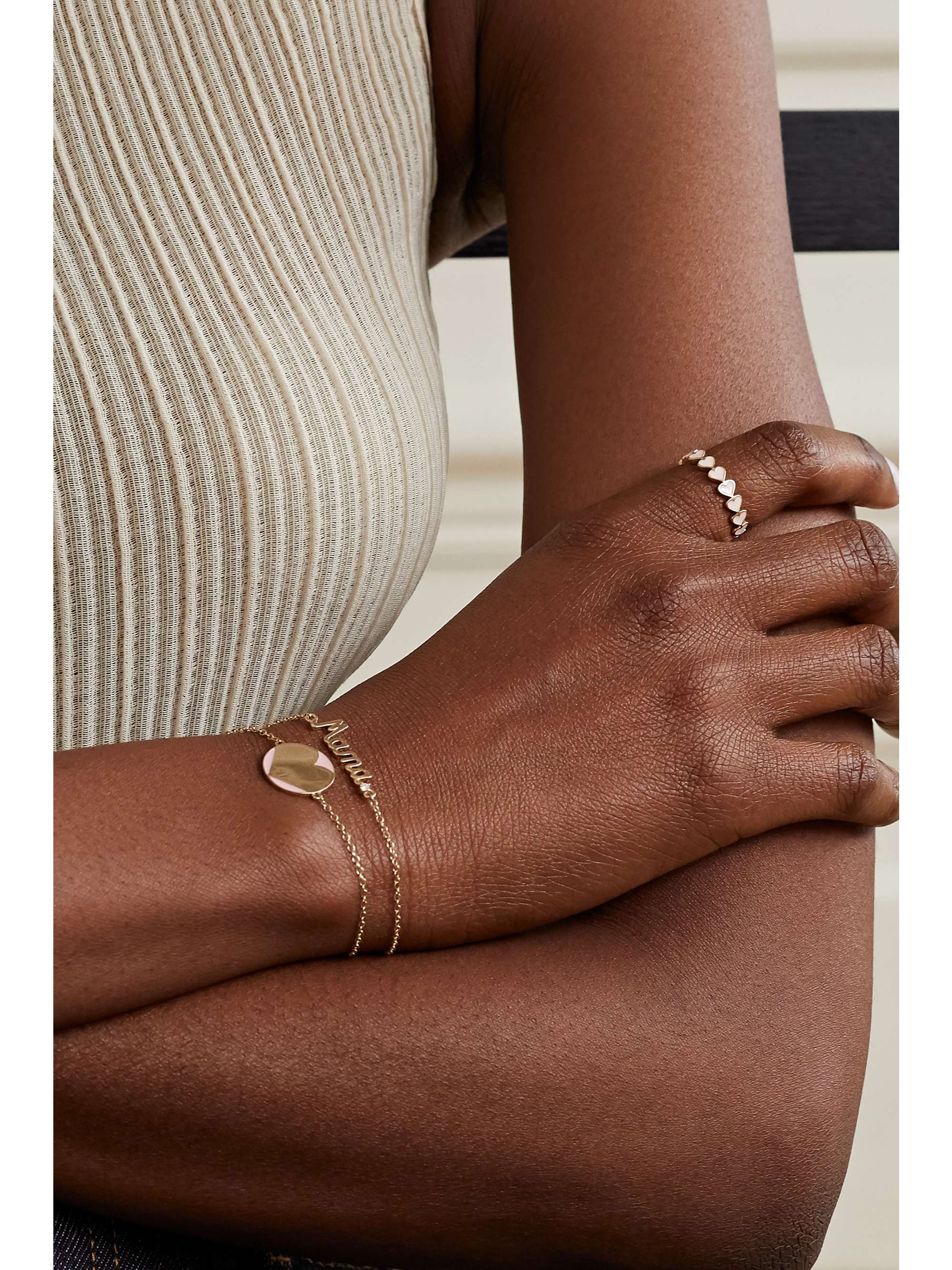 ALISON LOU Mama 14-karat gold diamond bracelet