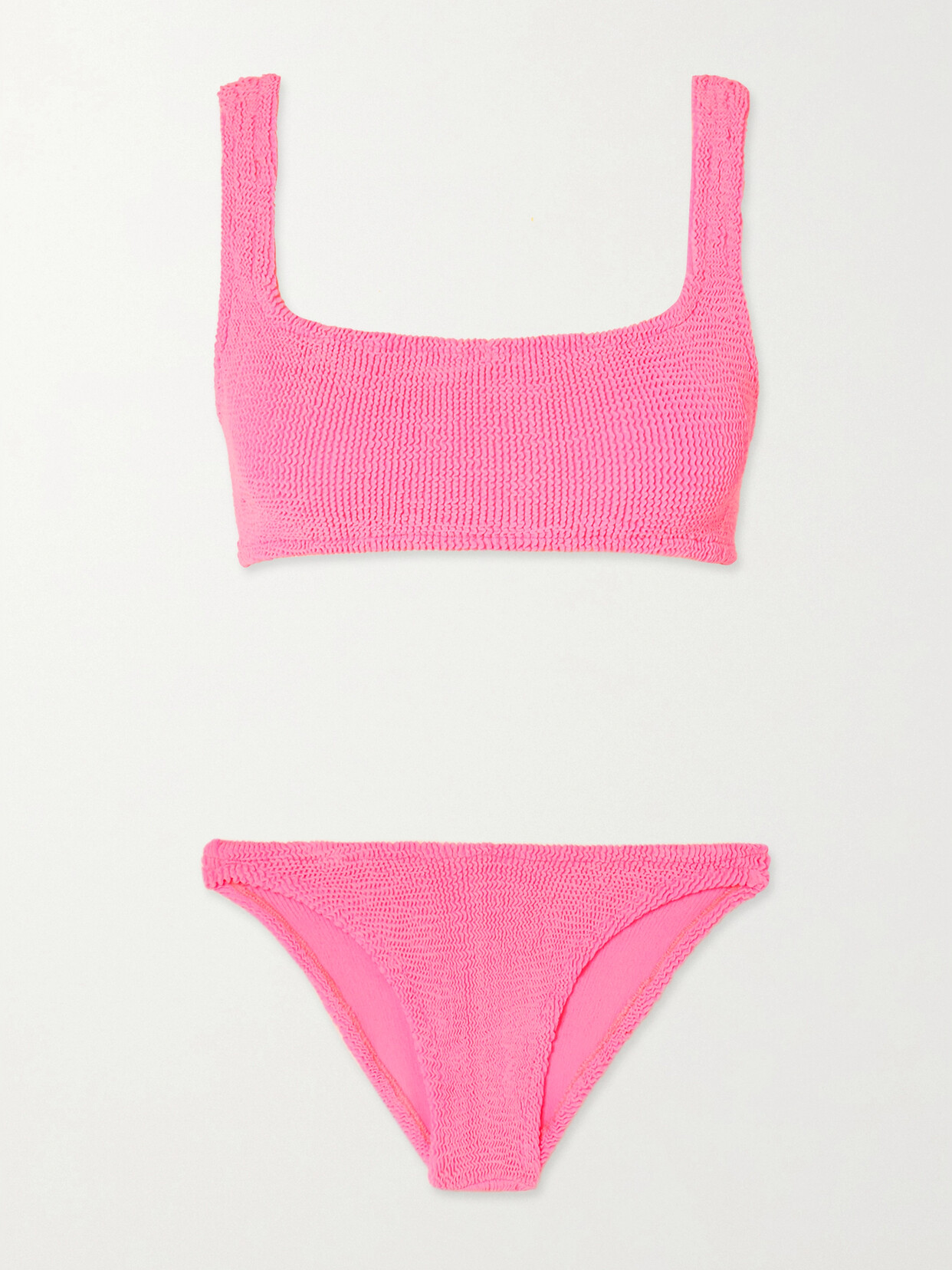 Shop Hunza G + Net Sustain Seersucker Bikini In Pink