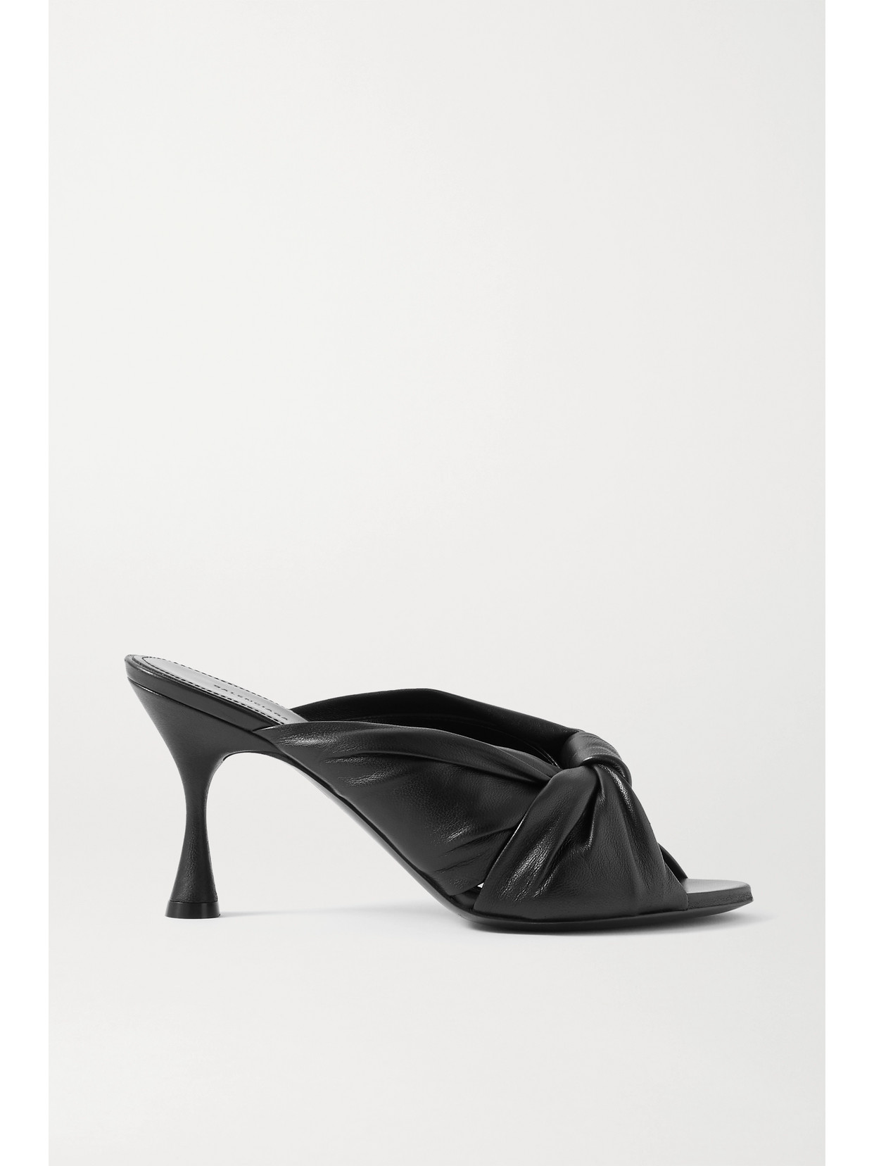 Balenciaga Drapy Knotted Leather Mules In Black