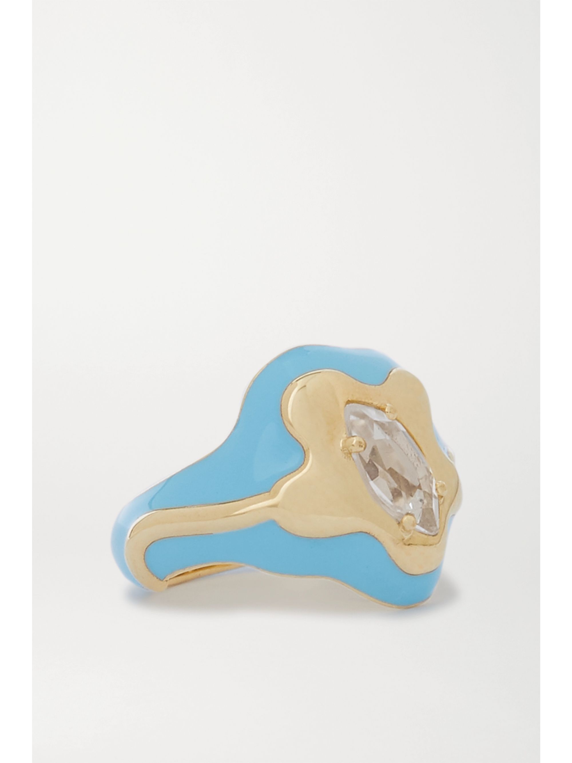BEA BONGIASCA 9-karat gold, enamel and rock crystal ring