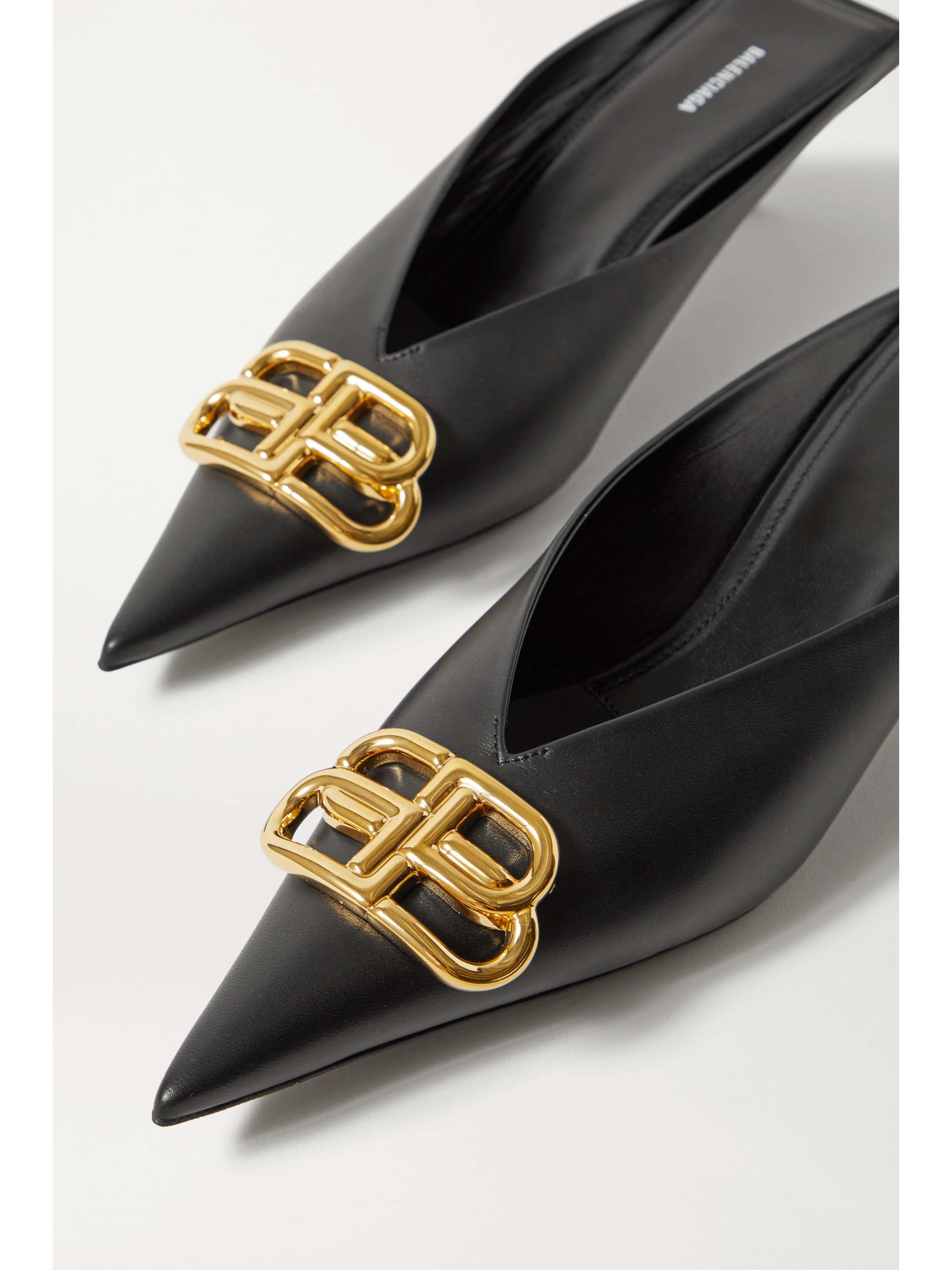 BALENCIAGA Square Knife BB logo-embellished leather mules