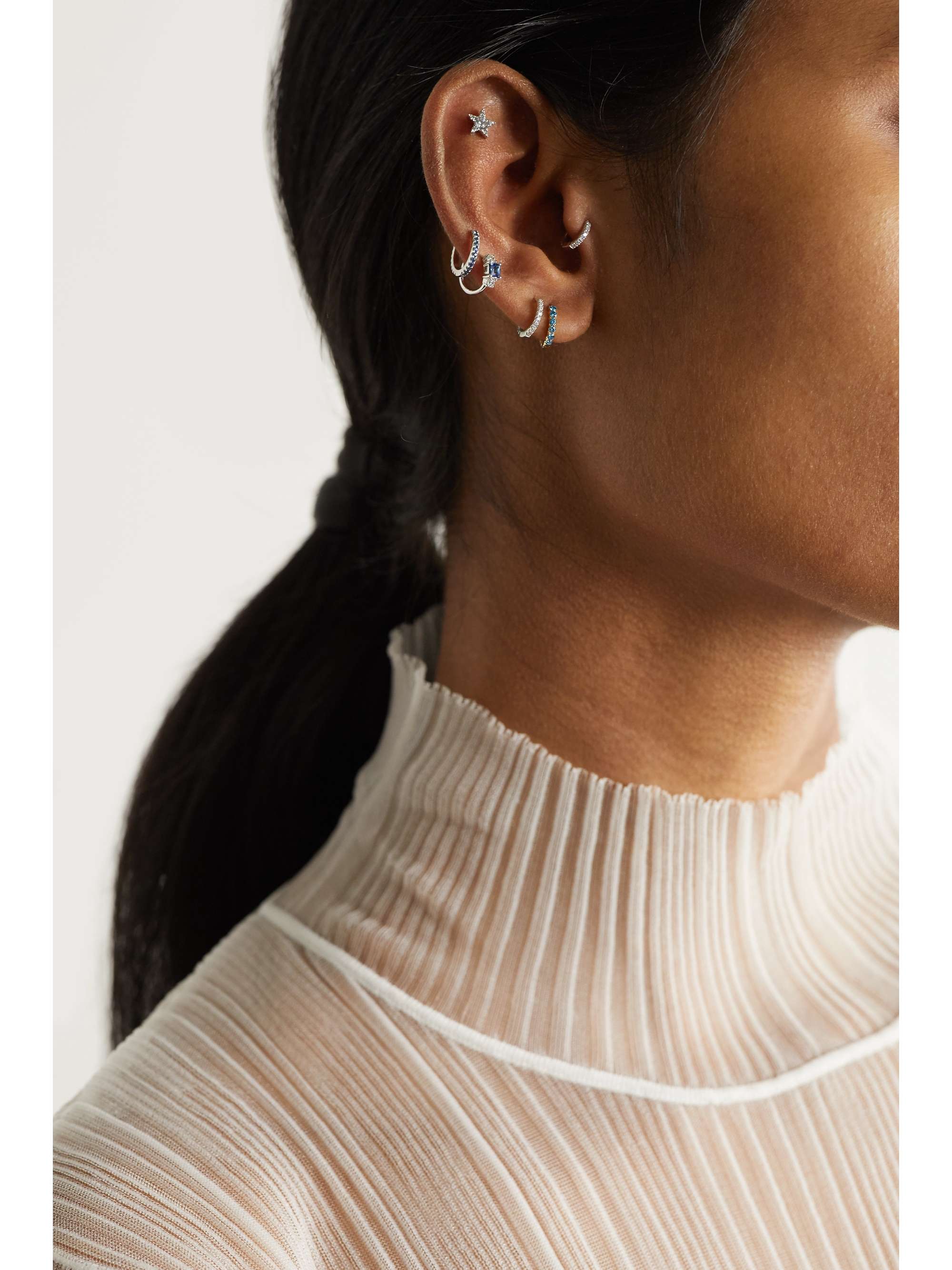 MARIA TASH 6.5mm 18-karat gold diamond hoop earring