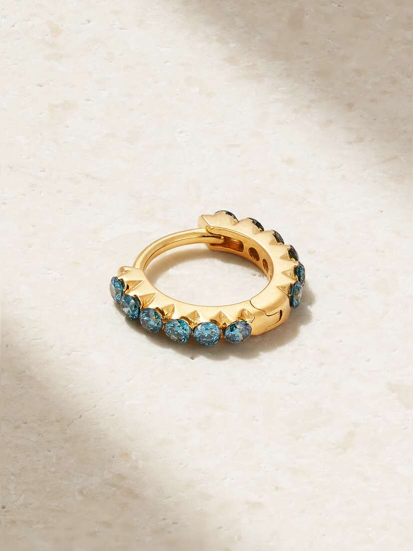 MARIA TASH 6.5mm 18-karat Gold Diamond Hoop Earring