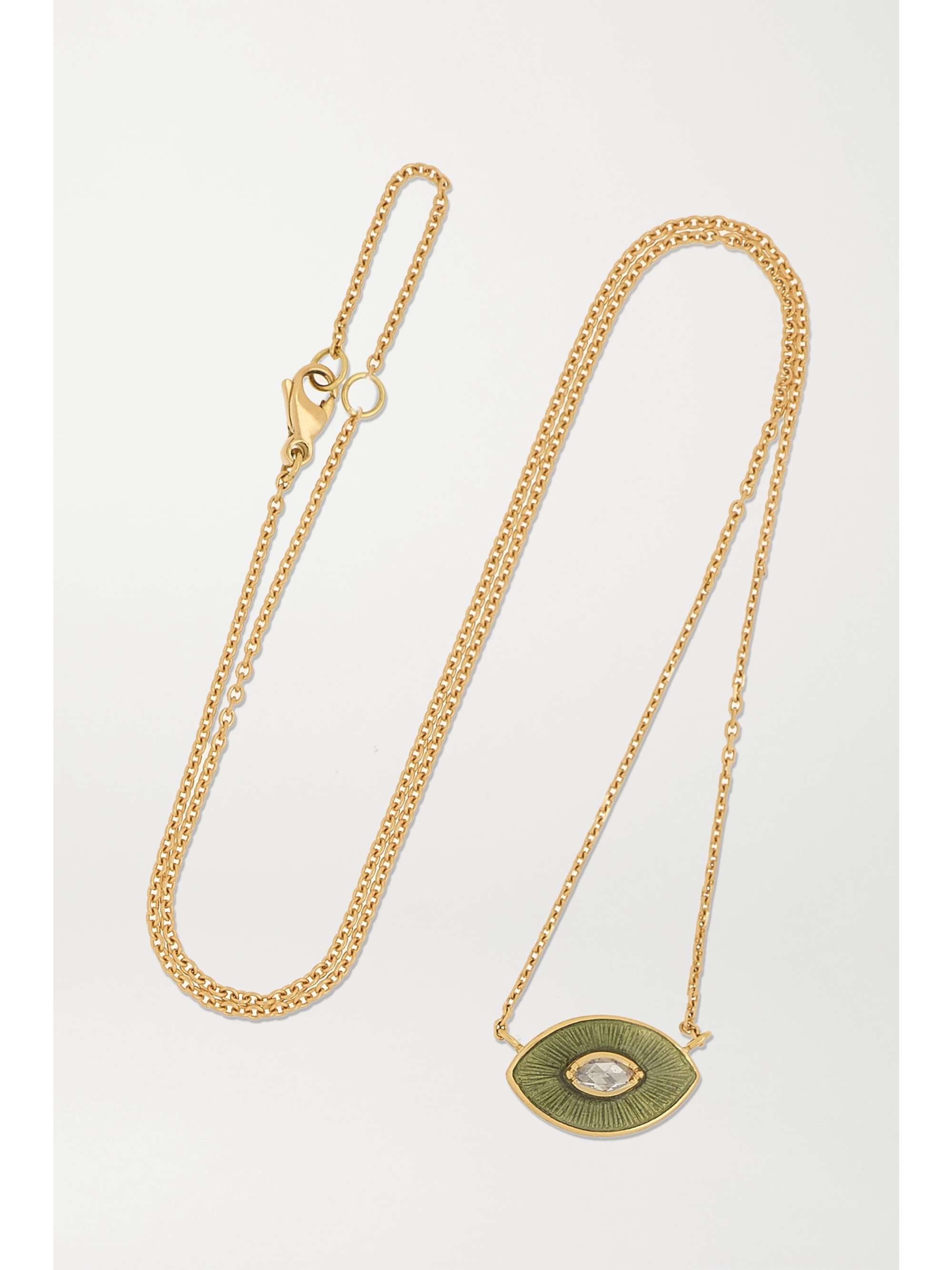 BROOKE GREGSON Talisman Kette aus 18 Karat Gold mit Emaille und Diamant