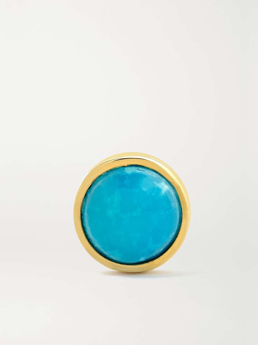 MARIA TASH 4mm 14-karat Gold Turquoise Earring