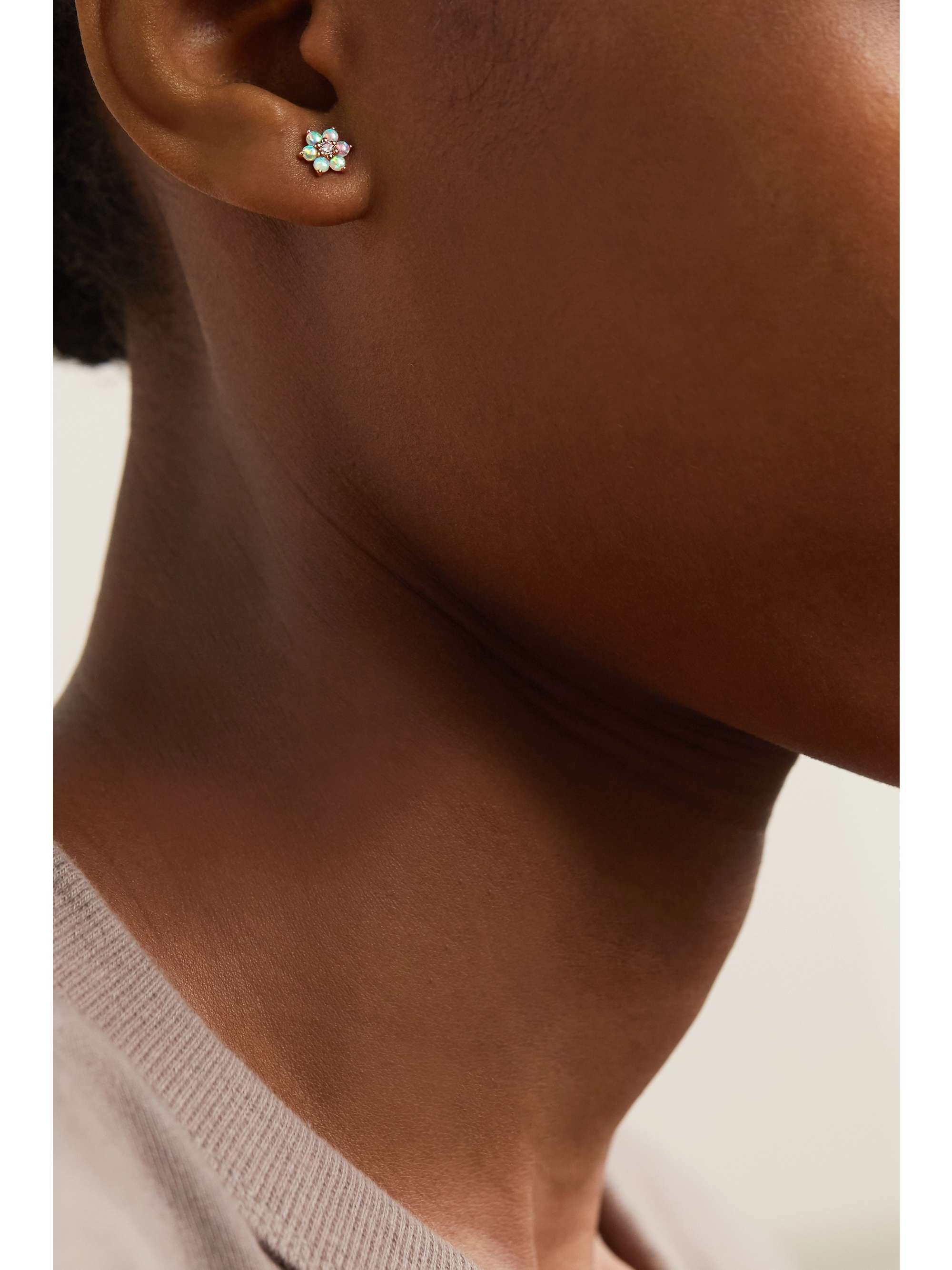 MARIA TASH 18-karat rose gold, opal and diamond earring
