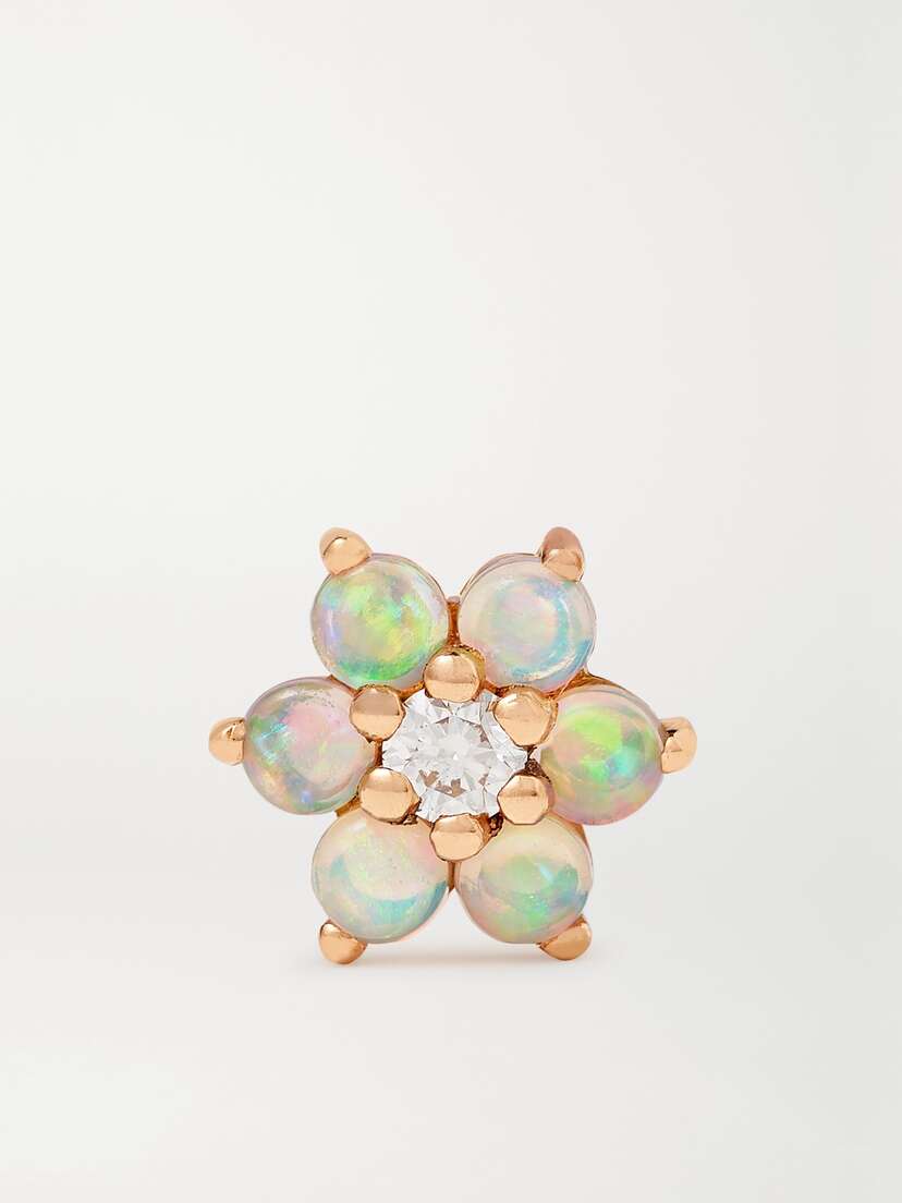 MARIA TASH 18-karat Rose Gold, Opal And Diamond Earring