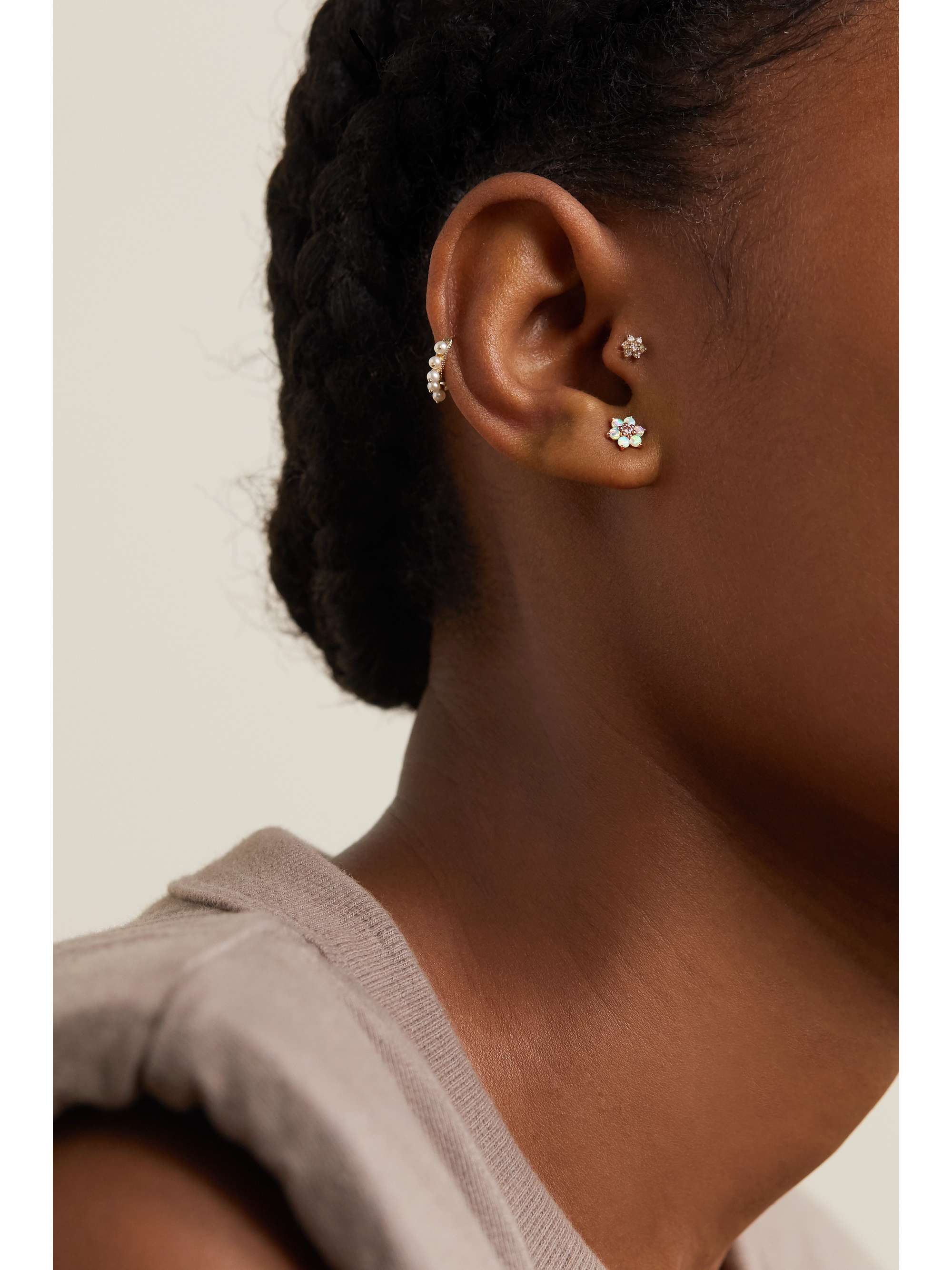 MARIA TASH 18-karat rose gold, opal and diamond earring
