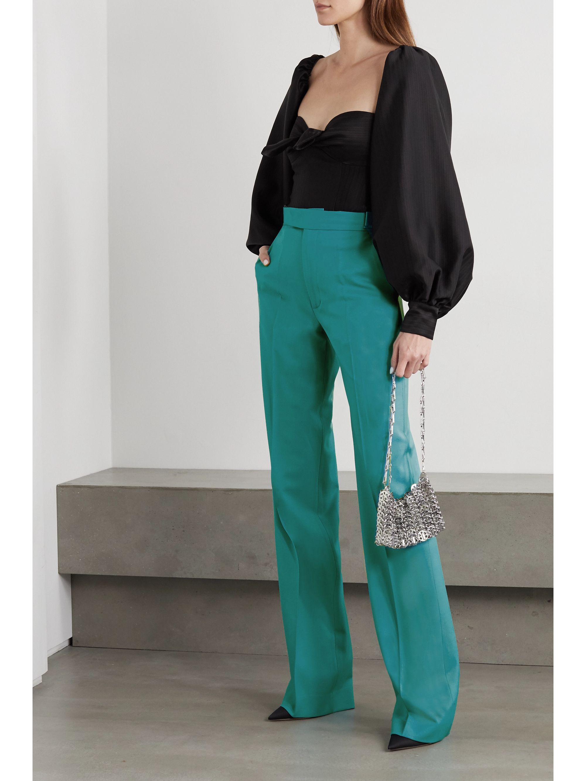 Turquoise Wool-blend straight-leg pants | THE ATTICO | NET-A-PORTER