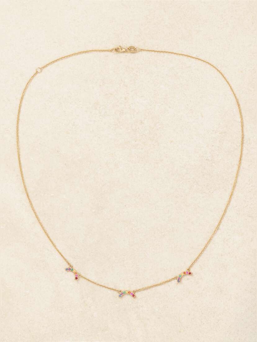 Andrea Fohrman Single Rainbow 14-karat Gold Multi-stone Necklace
