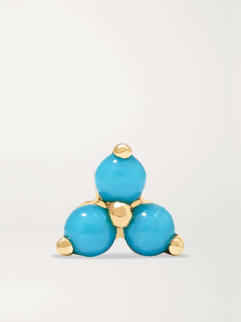 MARIA TASH 14-karat Gold Turquoise Earring