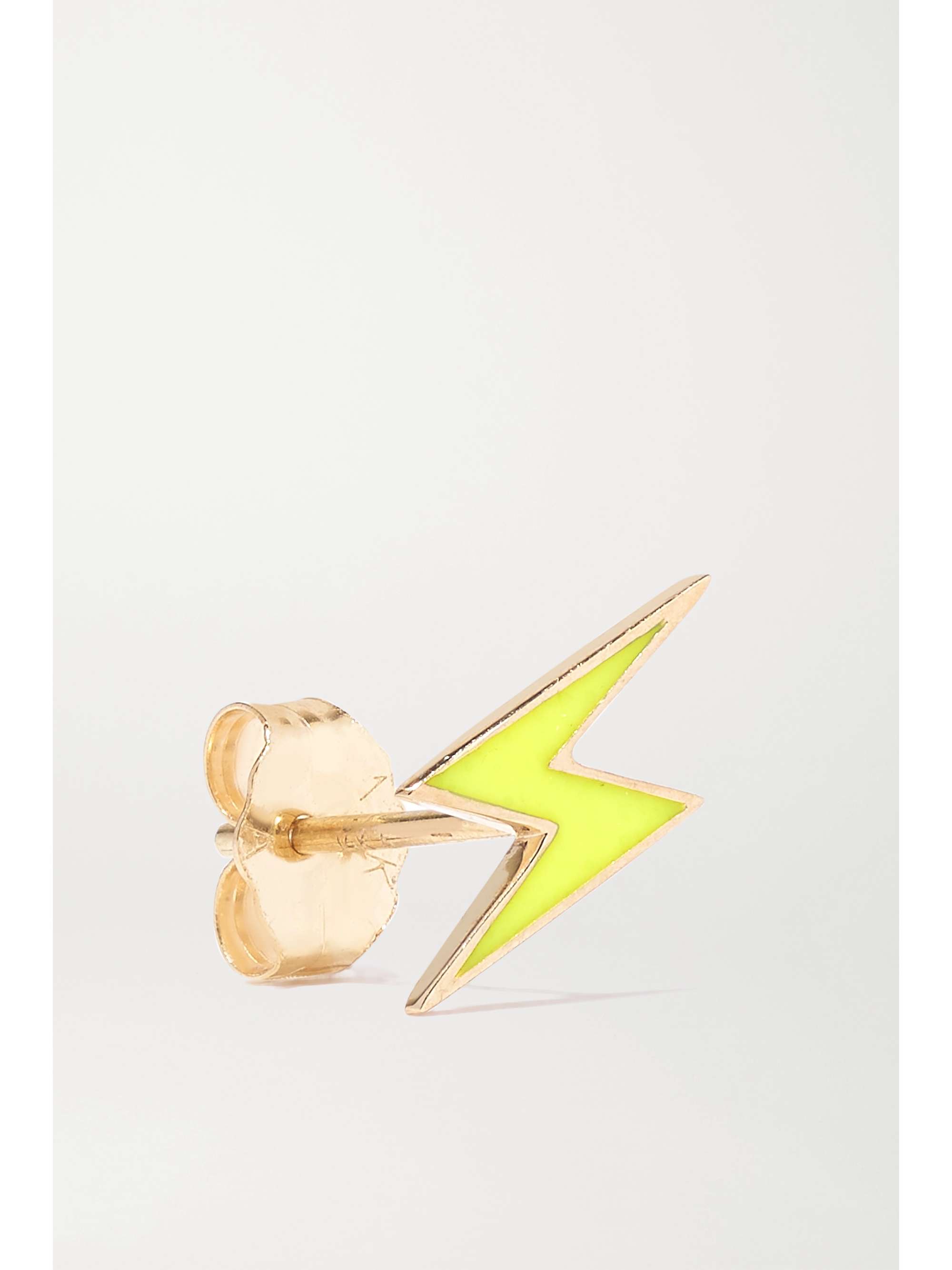 ALISON LOU Lightning Bolt 14-karat gold and enamel earring