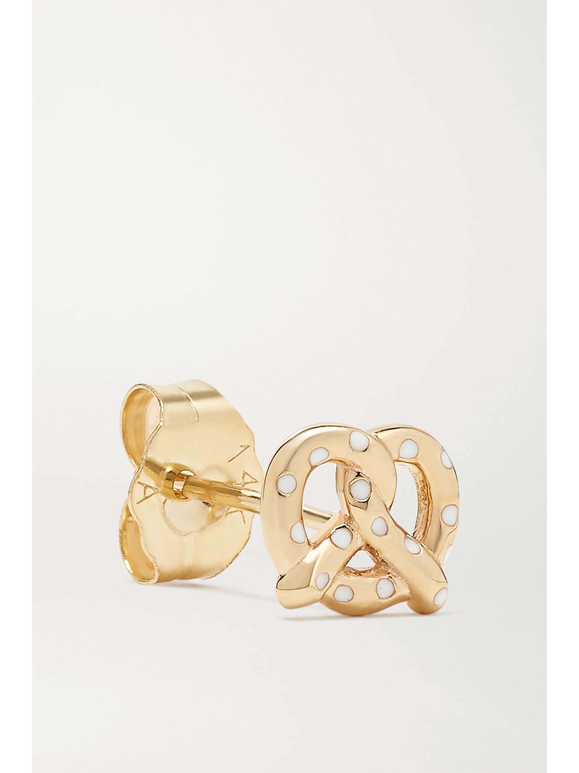 ALISON LOU Pretzel 14-karat gold and enamel earring