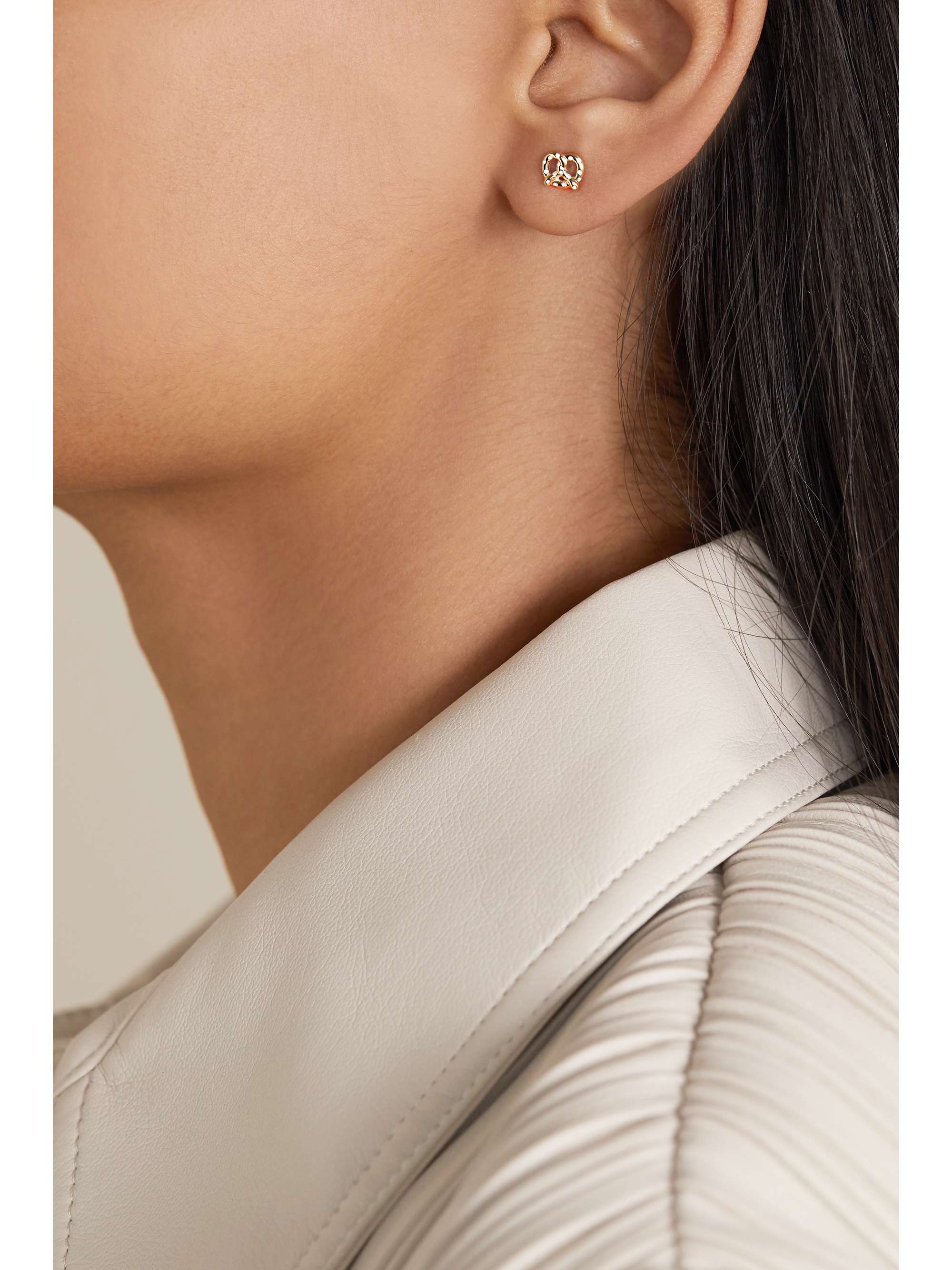 ALISON LOU Pretzel 14-karat gold and enamel earring