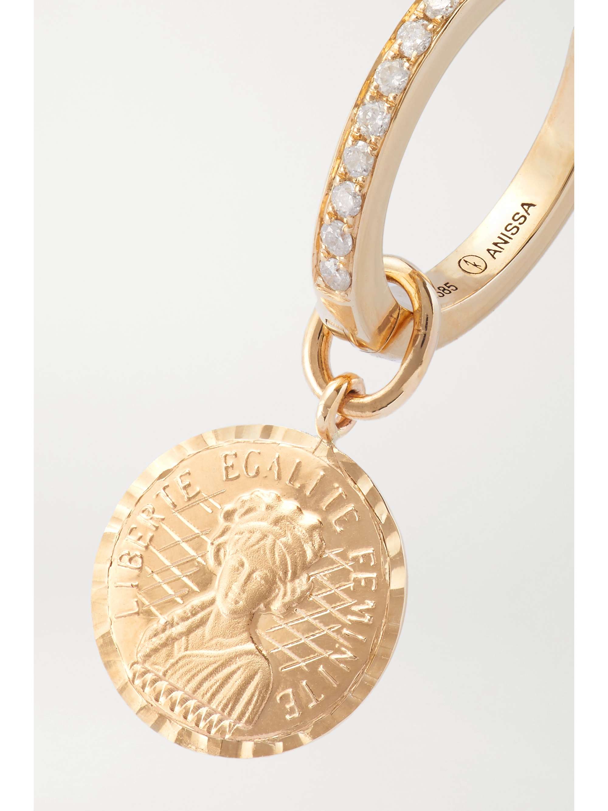 ANISSA KERMICHE Louise d'Or Coin 14K 黄金钻石单只耳环