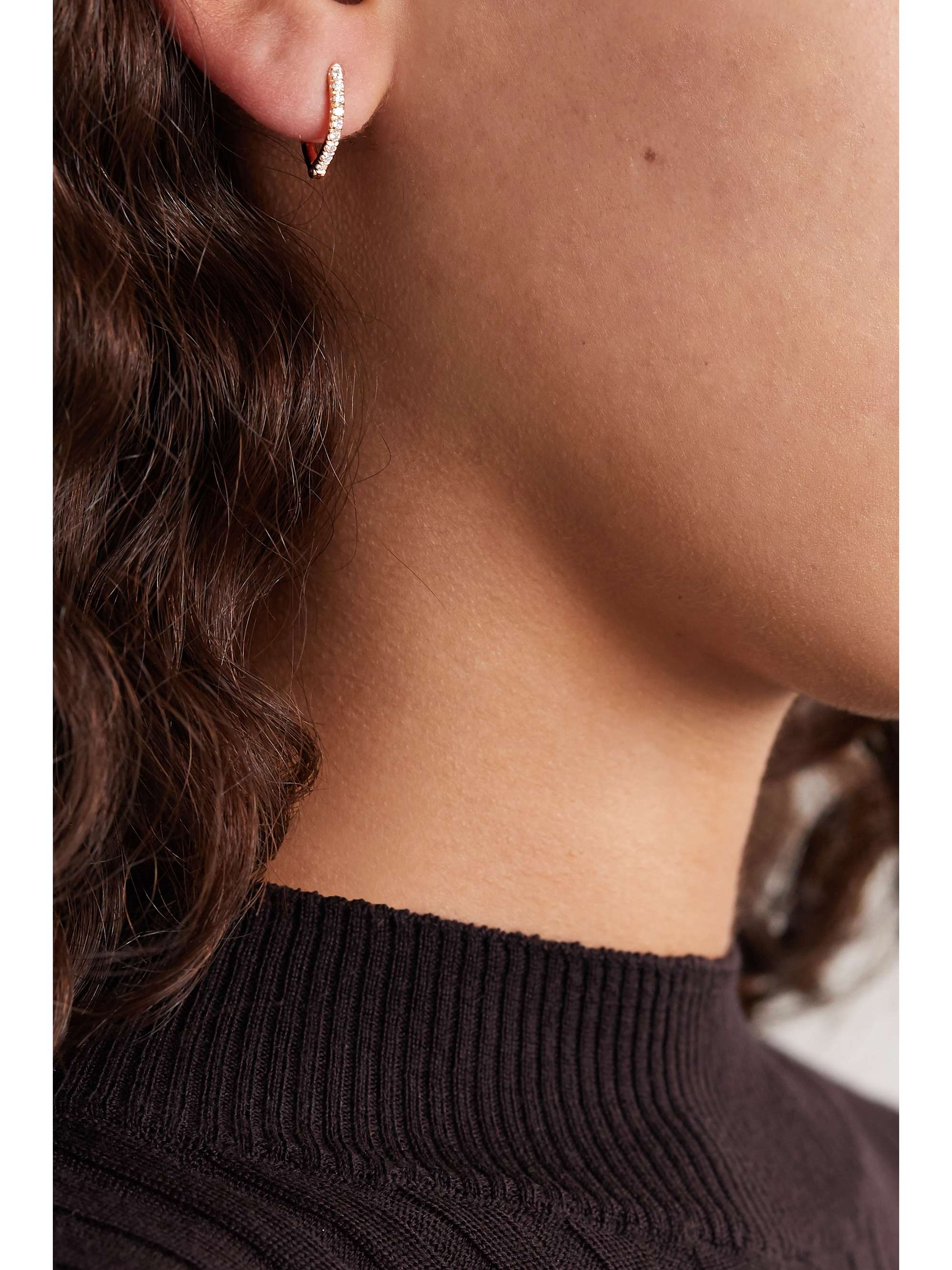 MELISSA KAYE Cristina small 18-karat rose gold diamond earrings