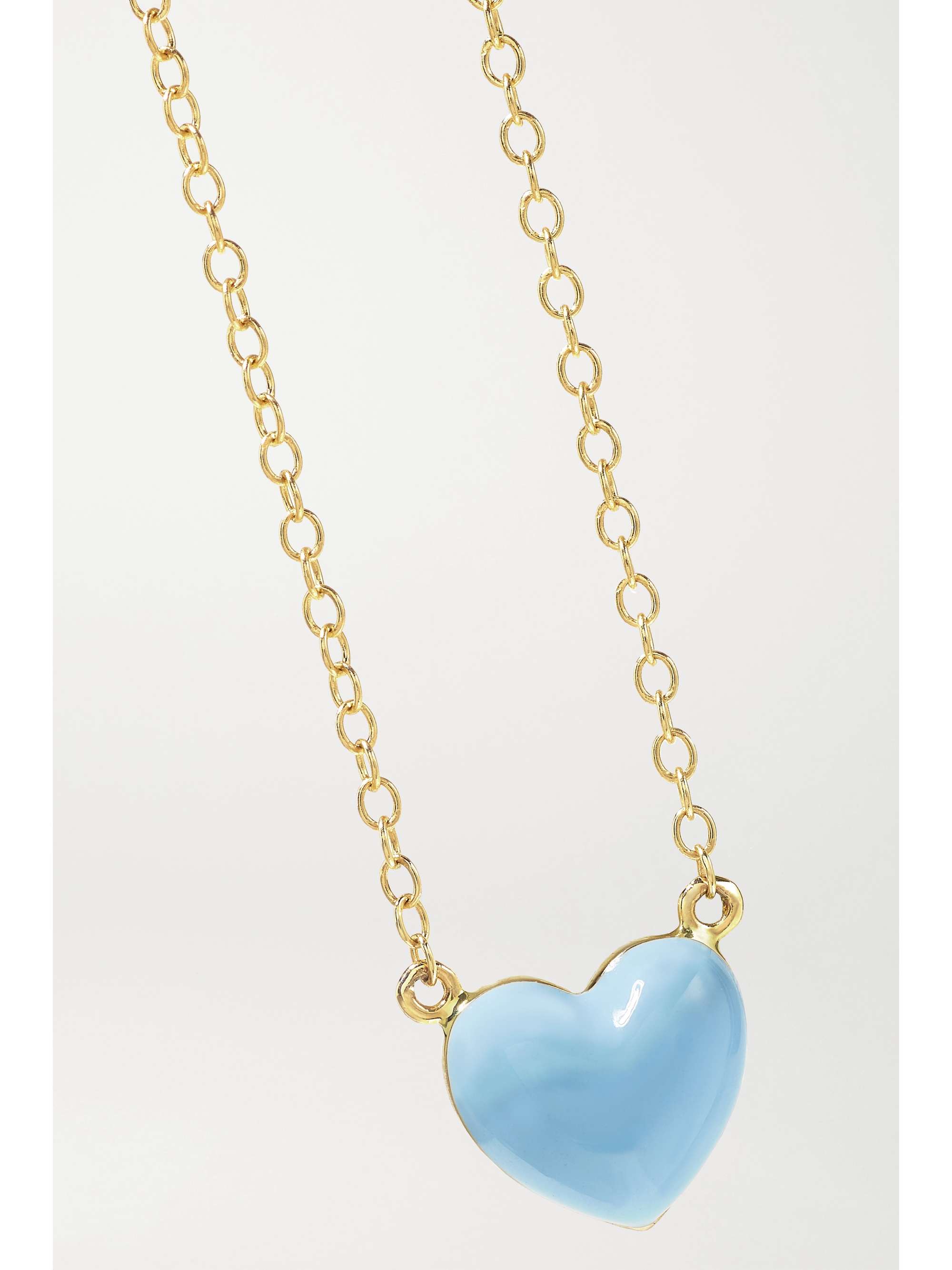 ALISON LOU Heart 14-karat gold and enamel necklace