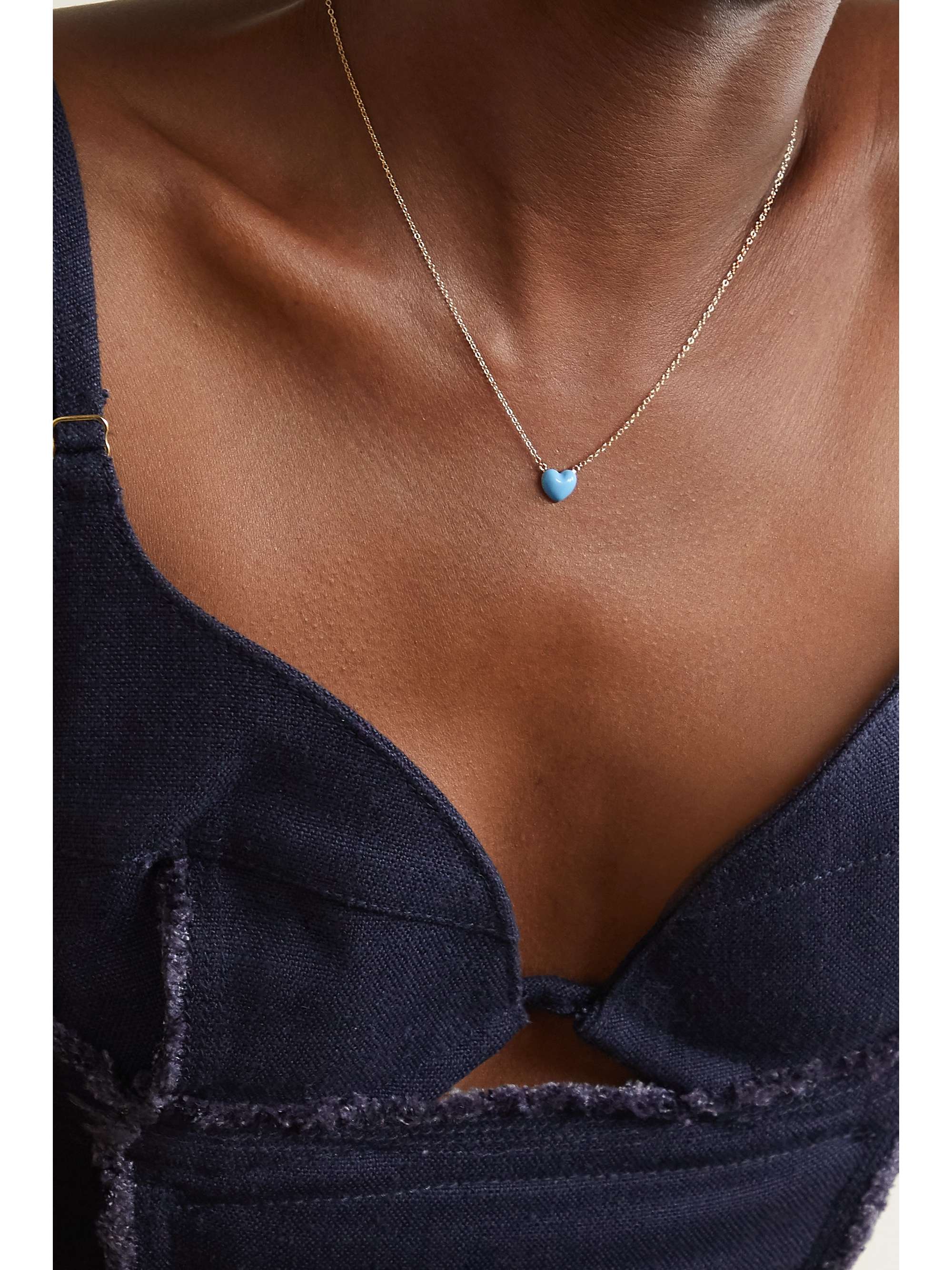 ALISON LOU Heart 14-karat gold and enamel necklace