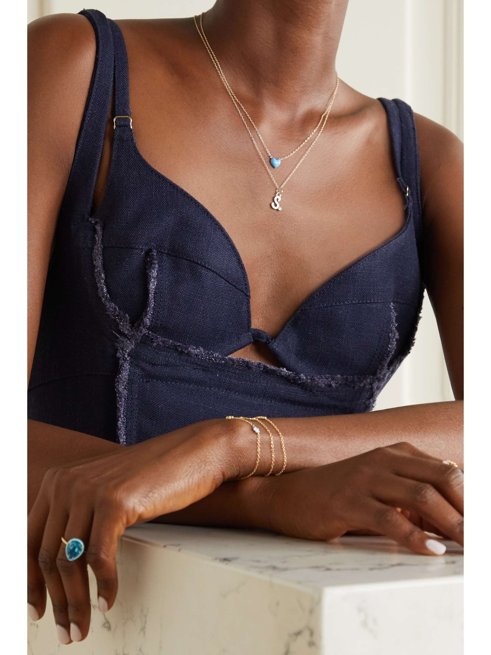 ALISON LOU Heart 14-karat gold and enamel necklace