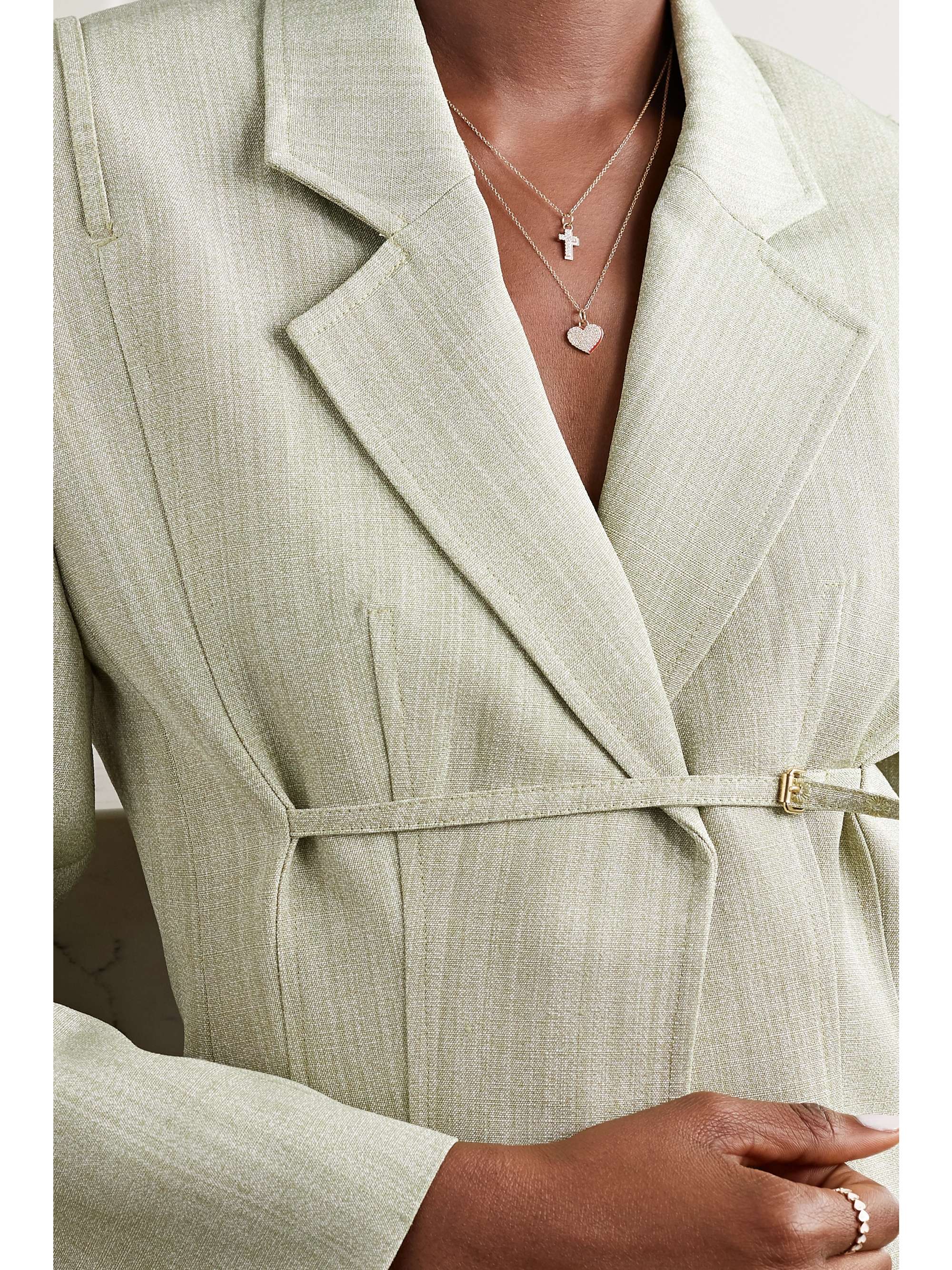 ALISON LOU Cross 14-karat gold, diamond and enamel necklace