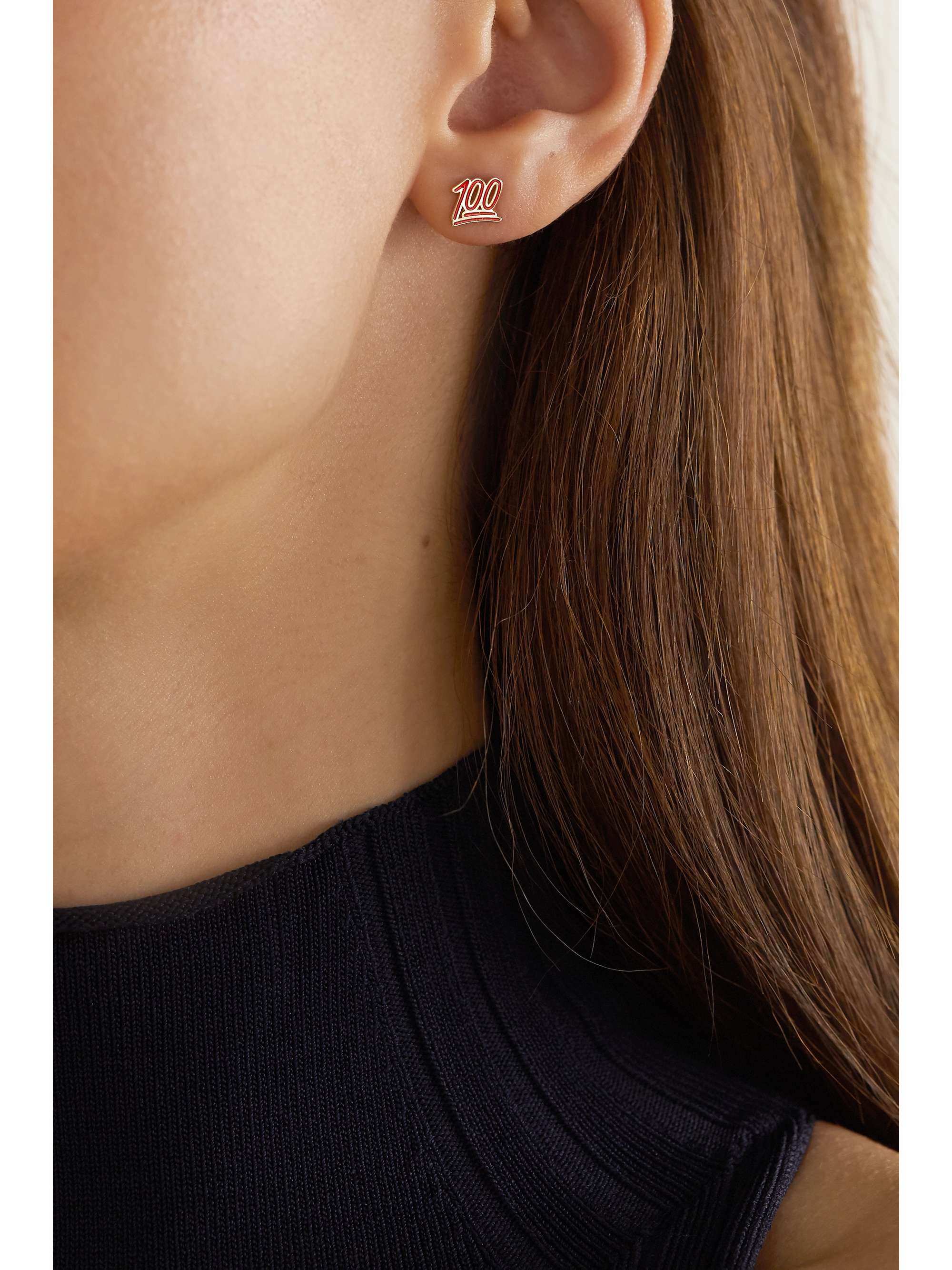 ALISON LOU 100 14-karat gold and enamel earring