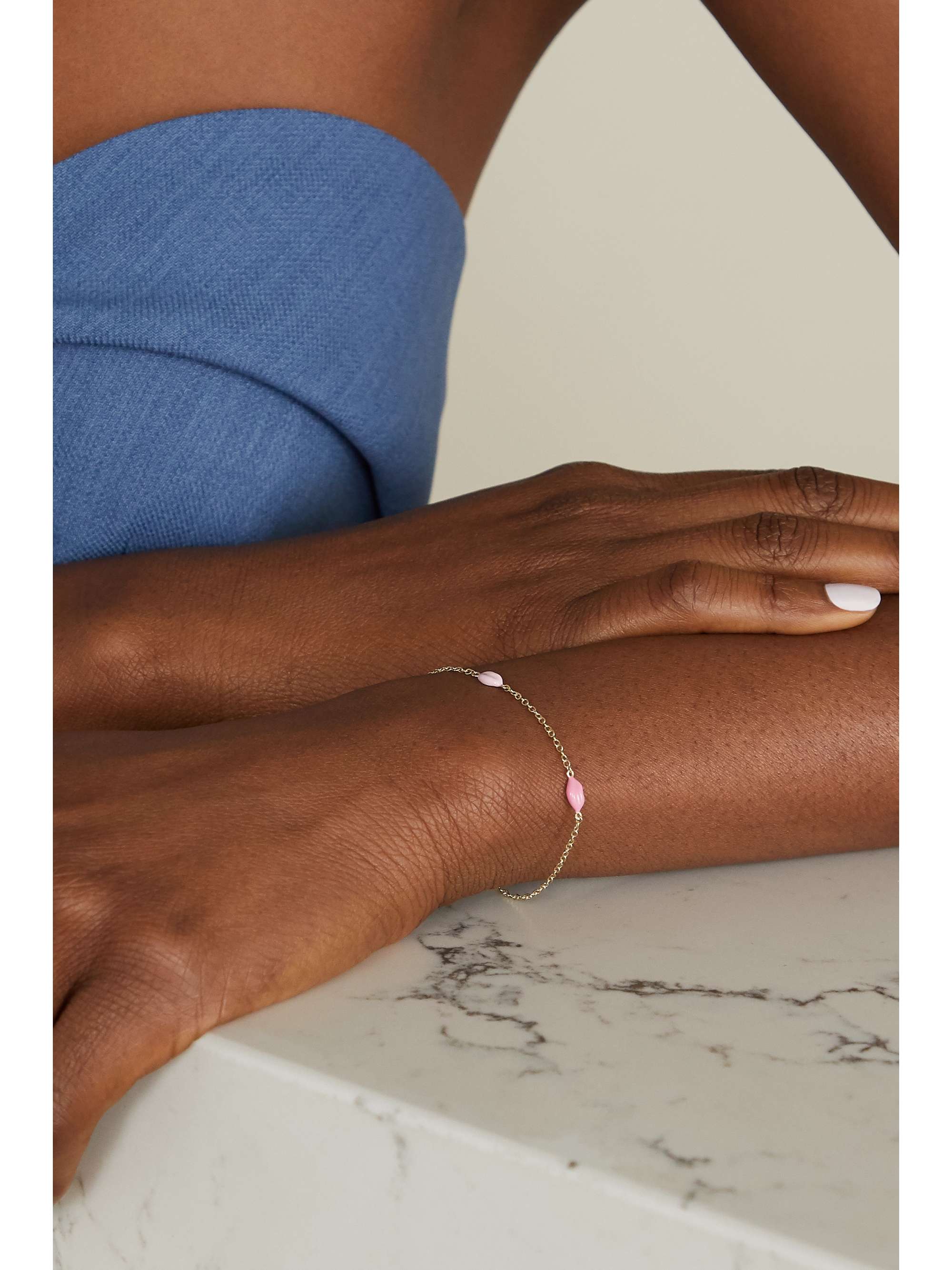 ALISON LOU Mini Lip By The Yard 14-karat gold and enamel bracelet