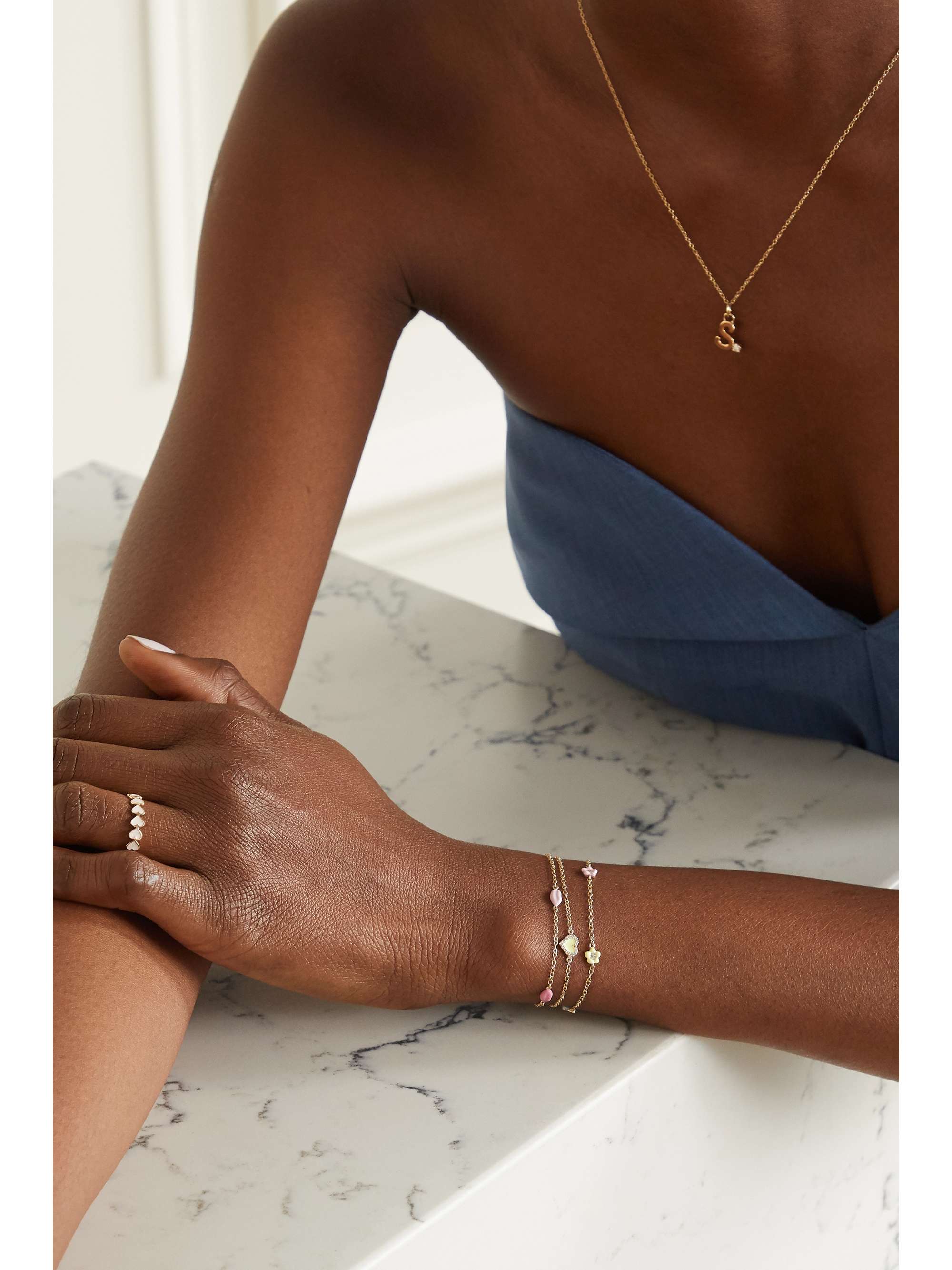 ALISON LOU Mini Lip By The Yard 14-karat gold and enamel bracelet