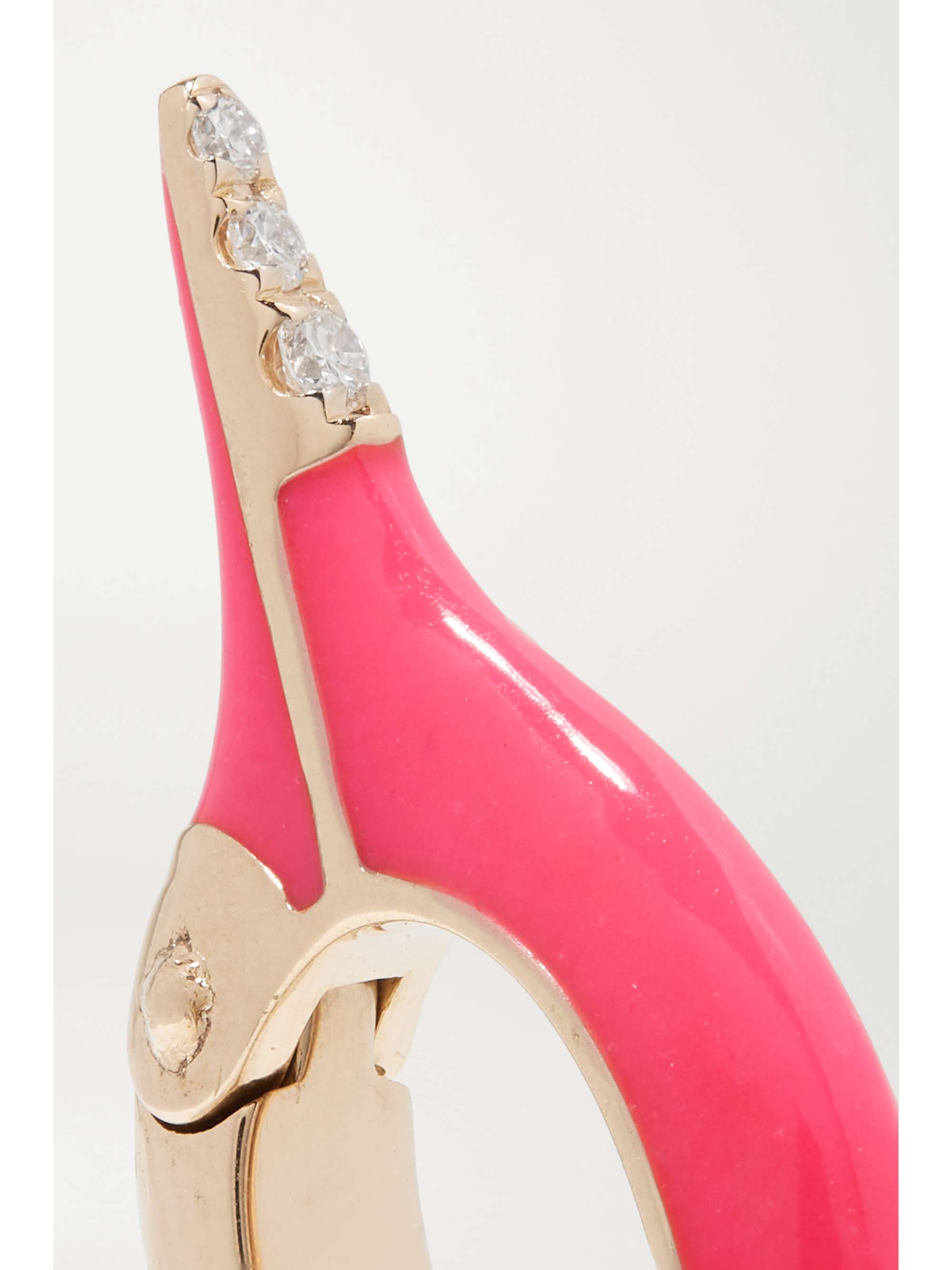 MELISSA KAYE Lola mini 18-karat rose gold, diamond and enamel earrings
