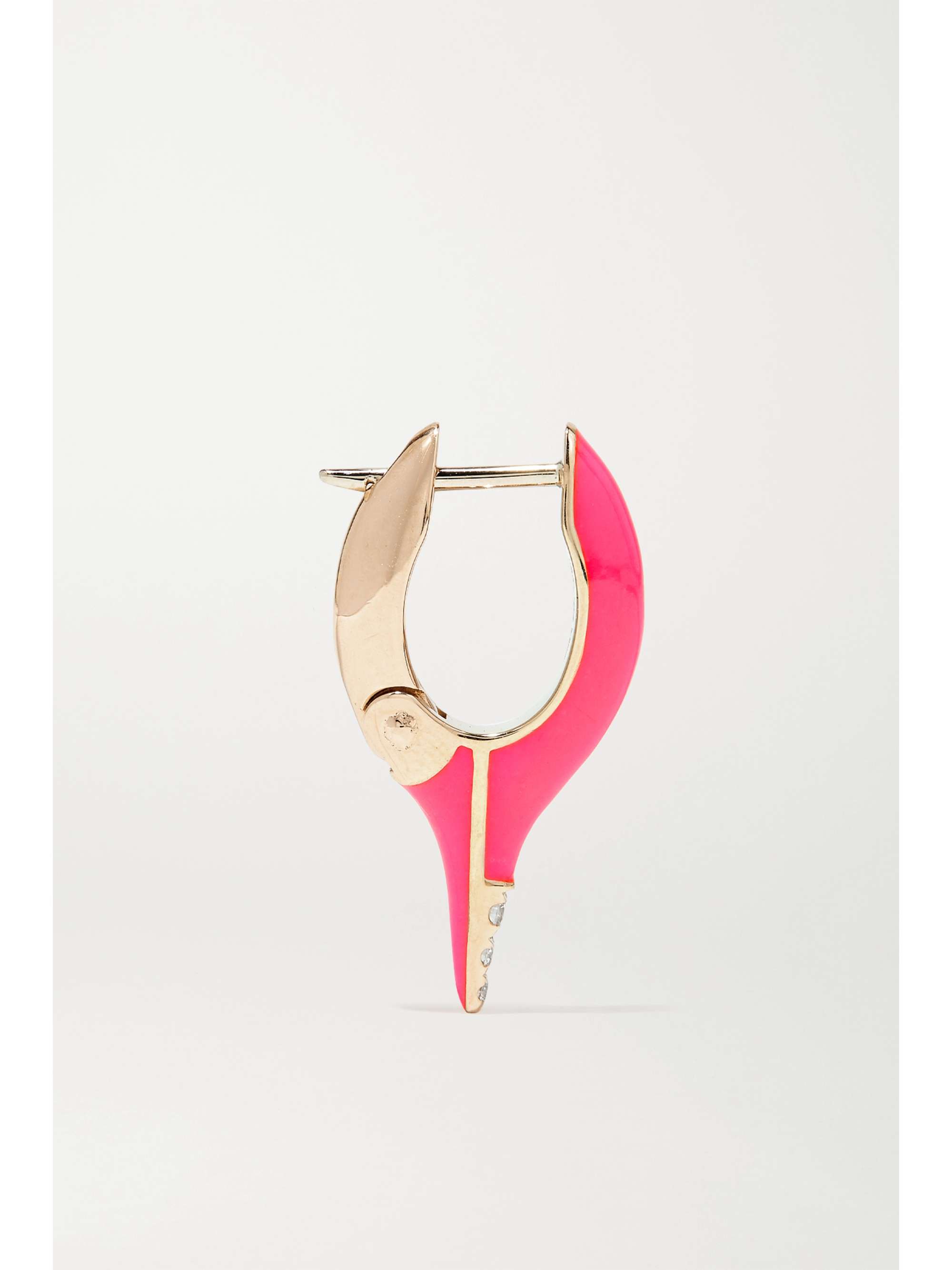 MELISSA KAYE Lola mini 18-karat rose gold, diamond and enamel earrings