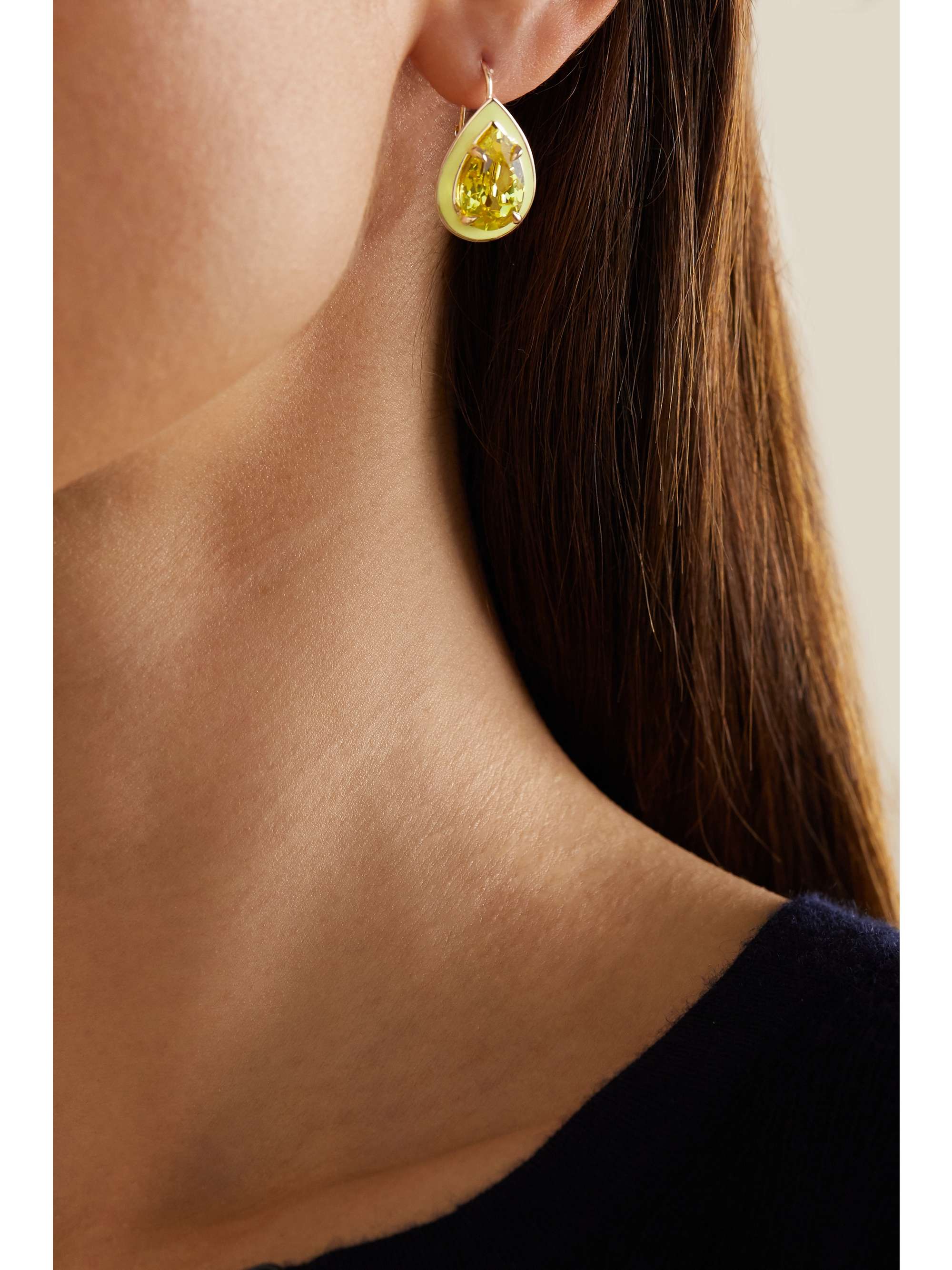 ALISON LOU 14-karat gold and enamel amethyst earrings