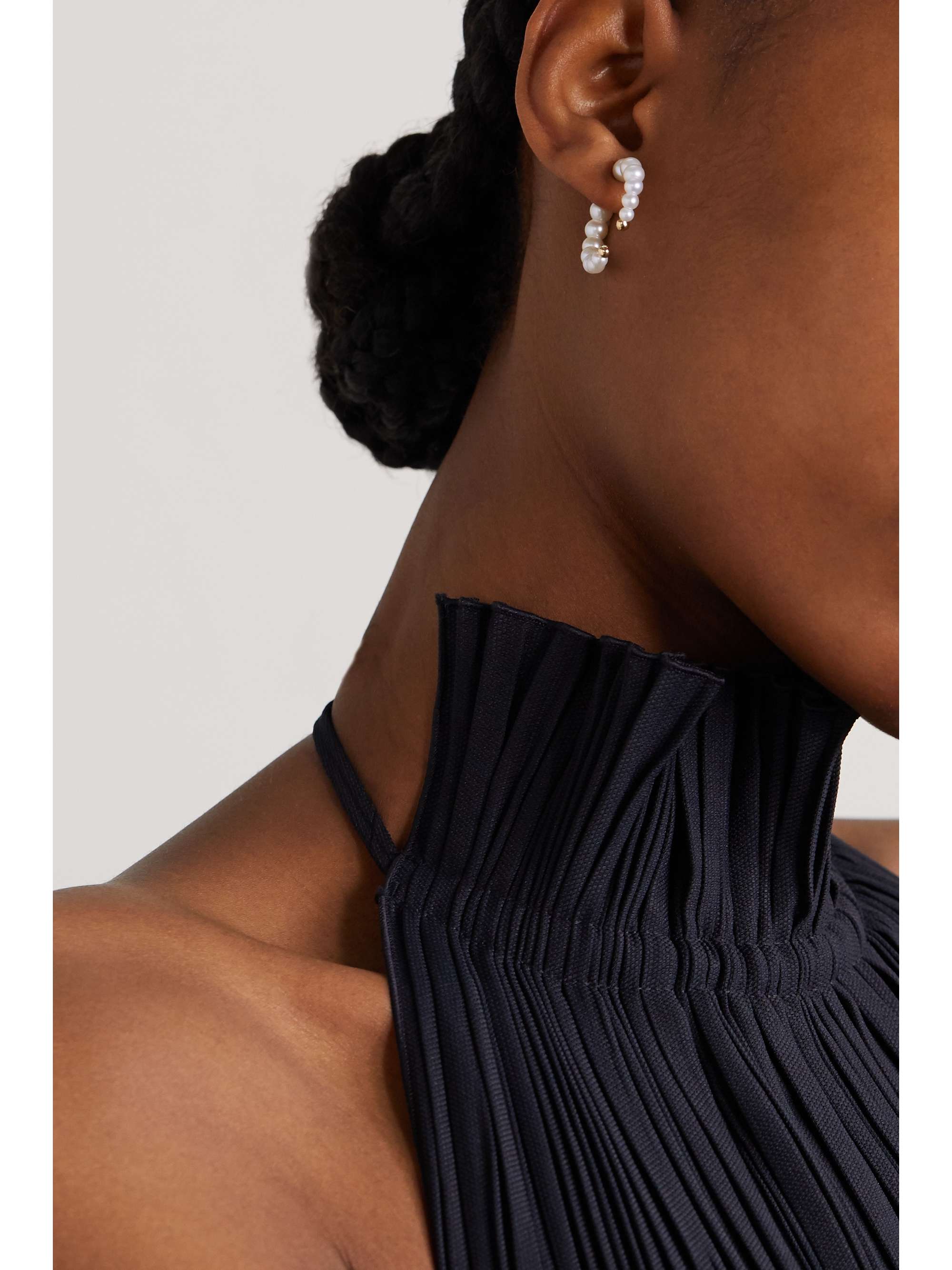 ANISSA KERMICHE Pearl Swirl 14-karat gold pearl single earring