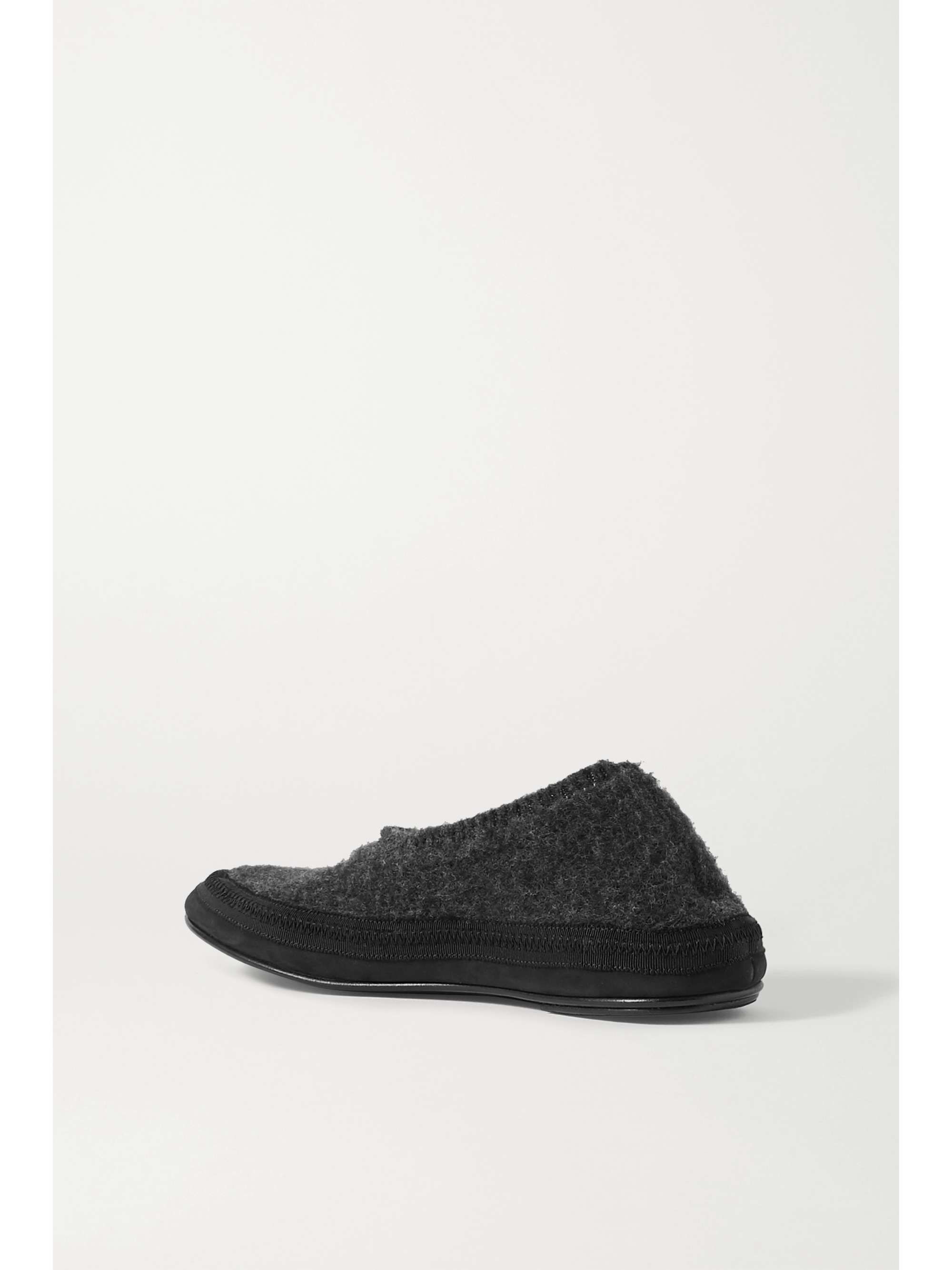 THE ROW Fairy grosgrain and suede-trimmed cashmere slippers