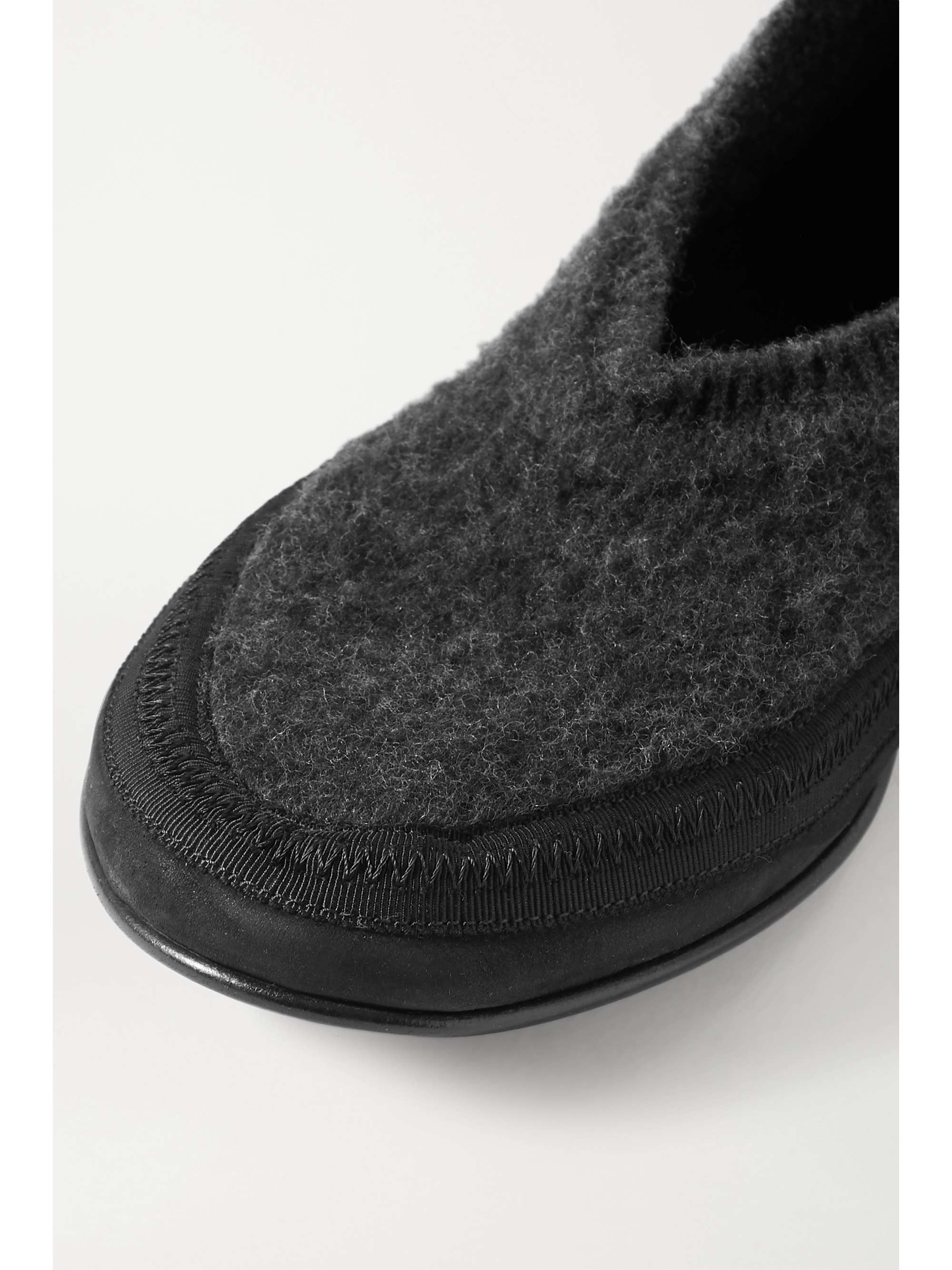 THE ROW Fairy grosgrain and suede-trimmed cashmere slippers