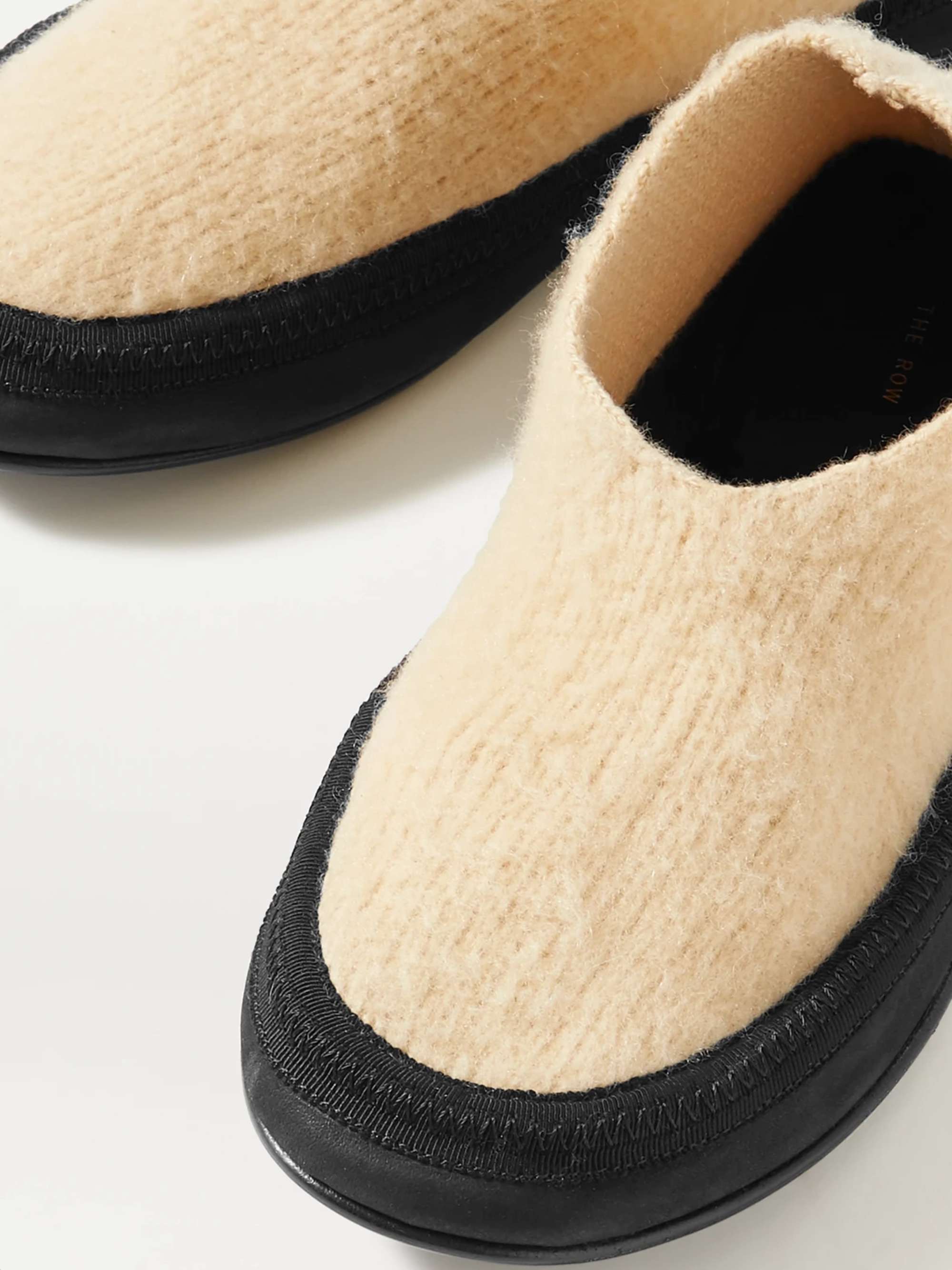THE ROW Fairy grosgrain and suede-trimmed cashmere slippers