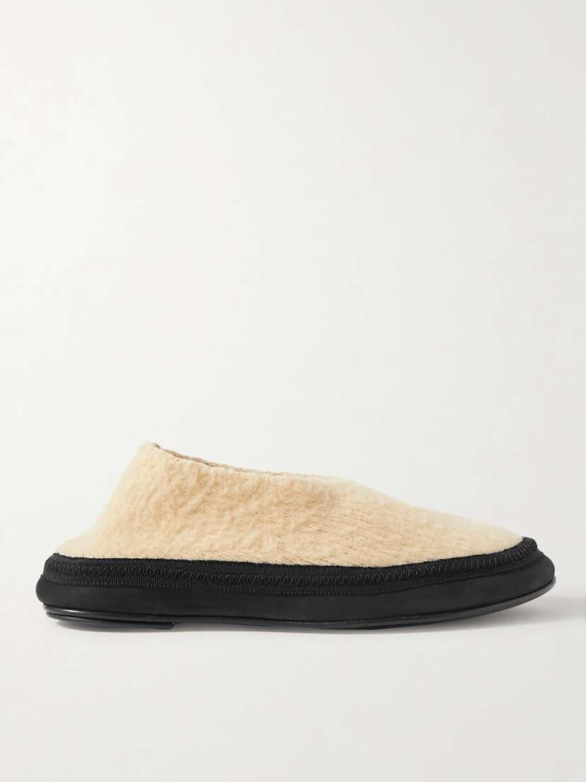 The Row — Fairy grosgrain and suede-trimmed cashmere slippers