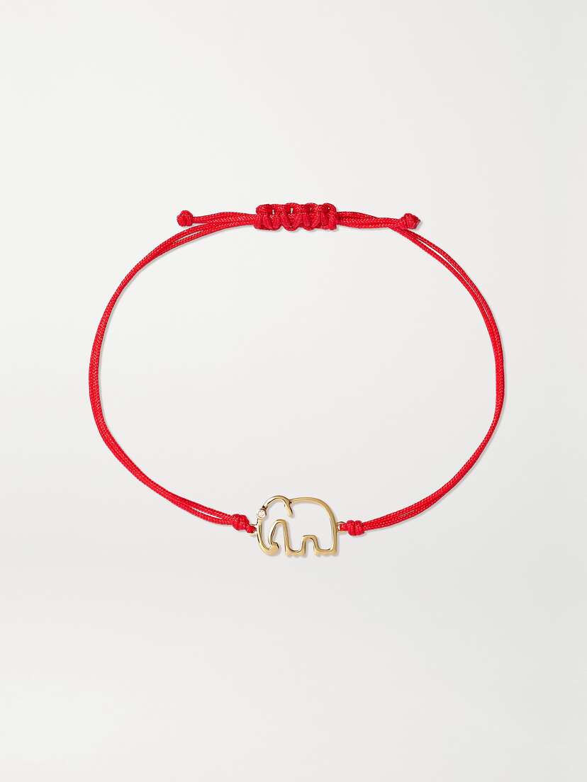 Yvonne Léon 18-karat Gold, Silk And Diamond Bracelet