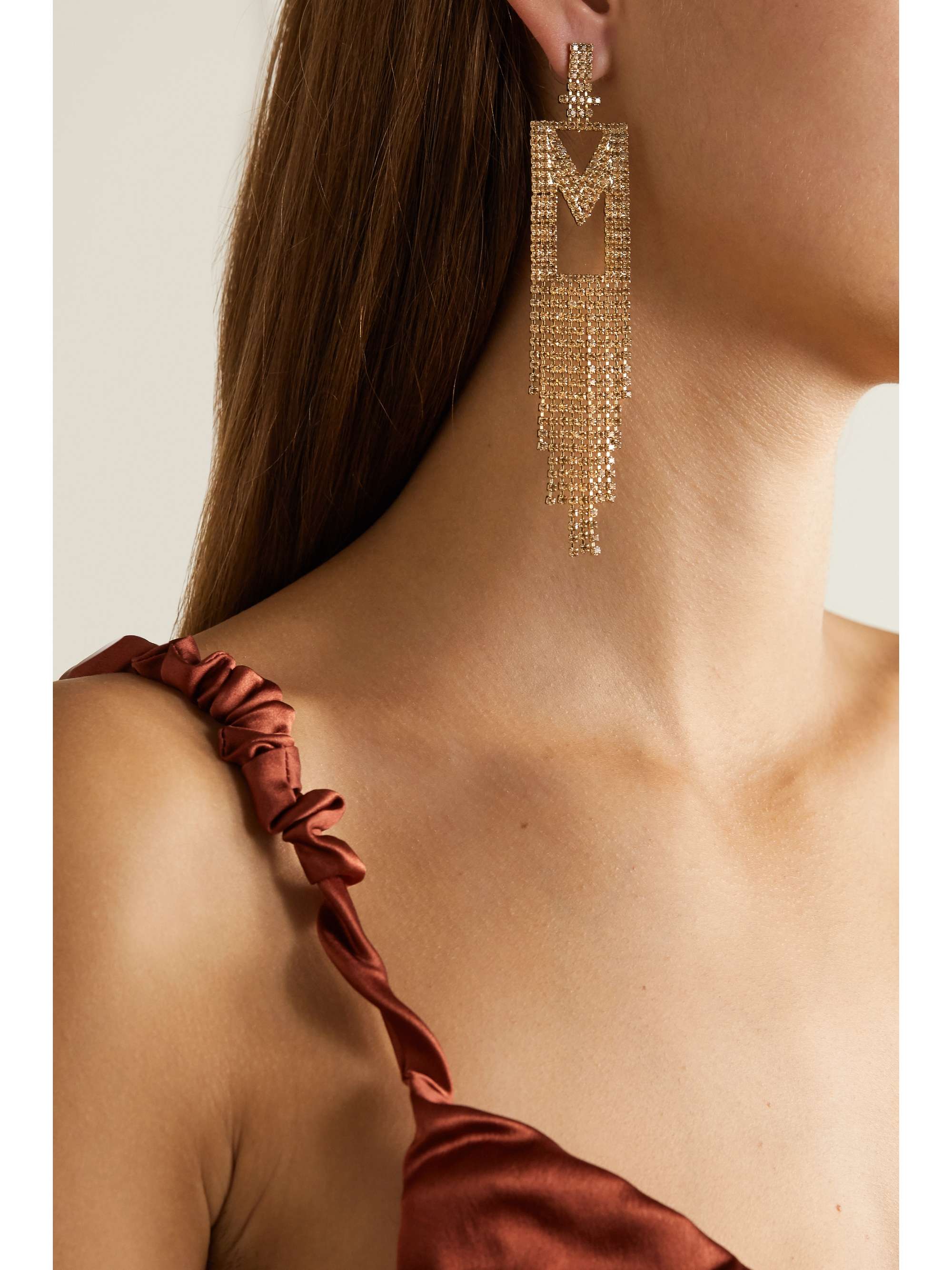RETROFÊTE Alphabet rhodium-plated crystal single earring