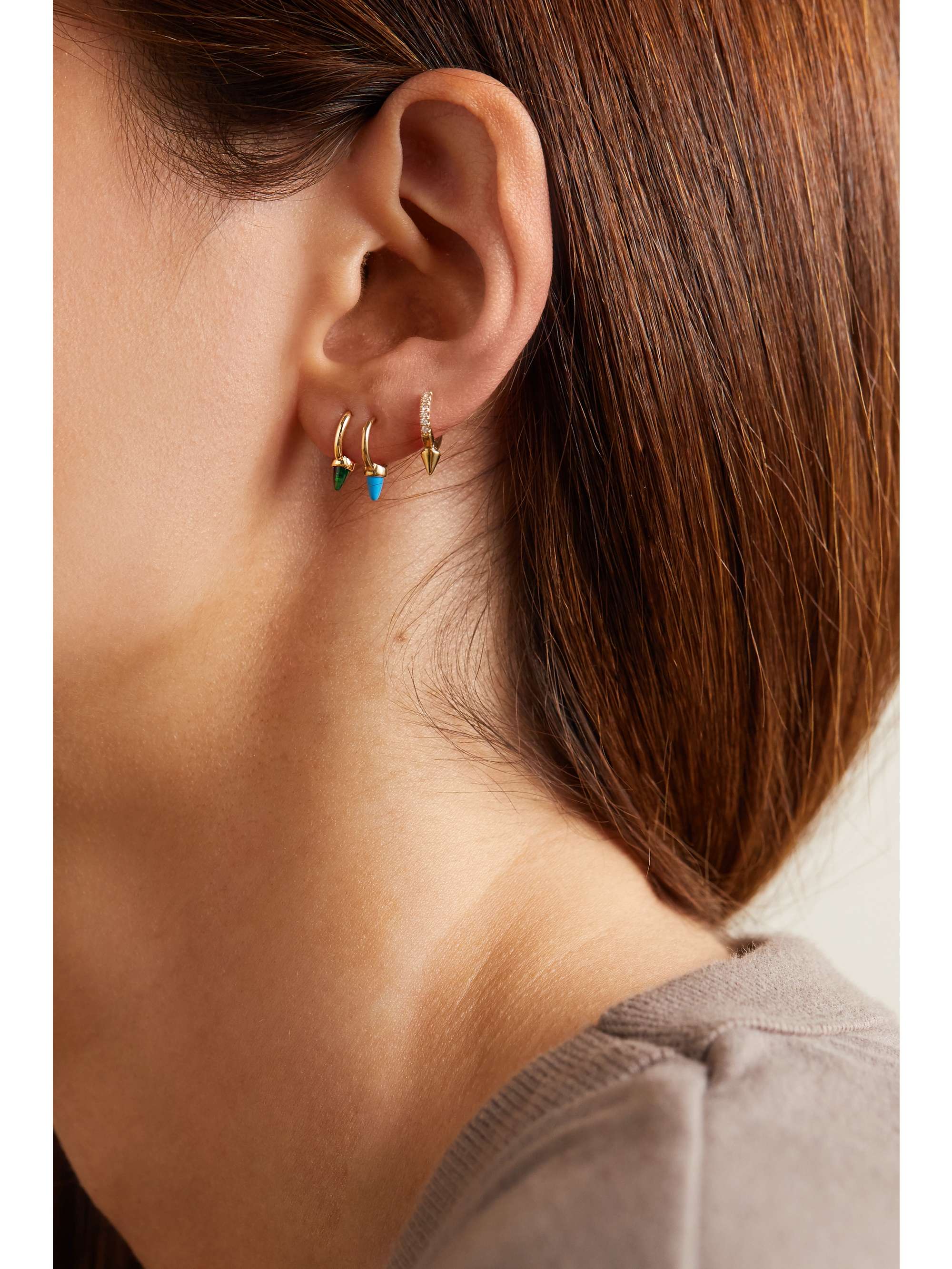 MARIA TASH 6.5mm 14-karat gold opal hoop earring
