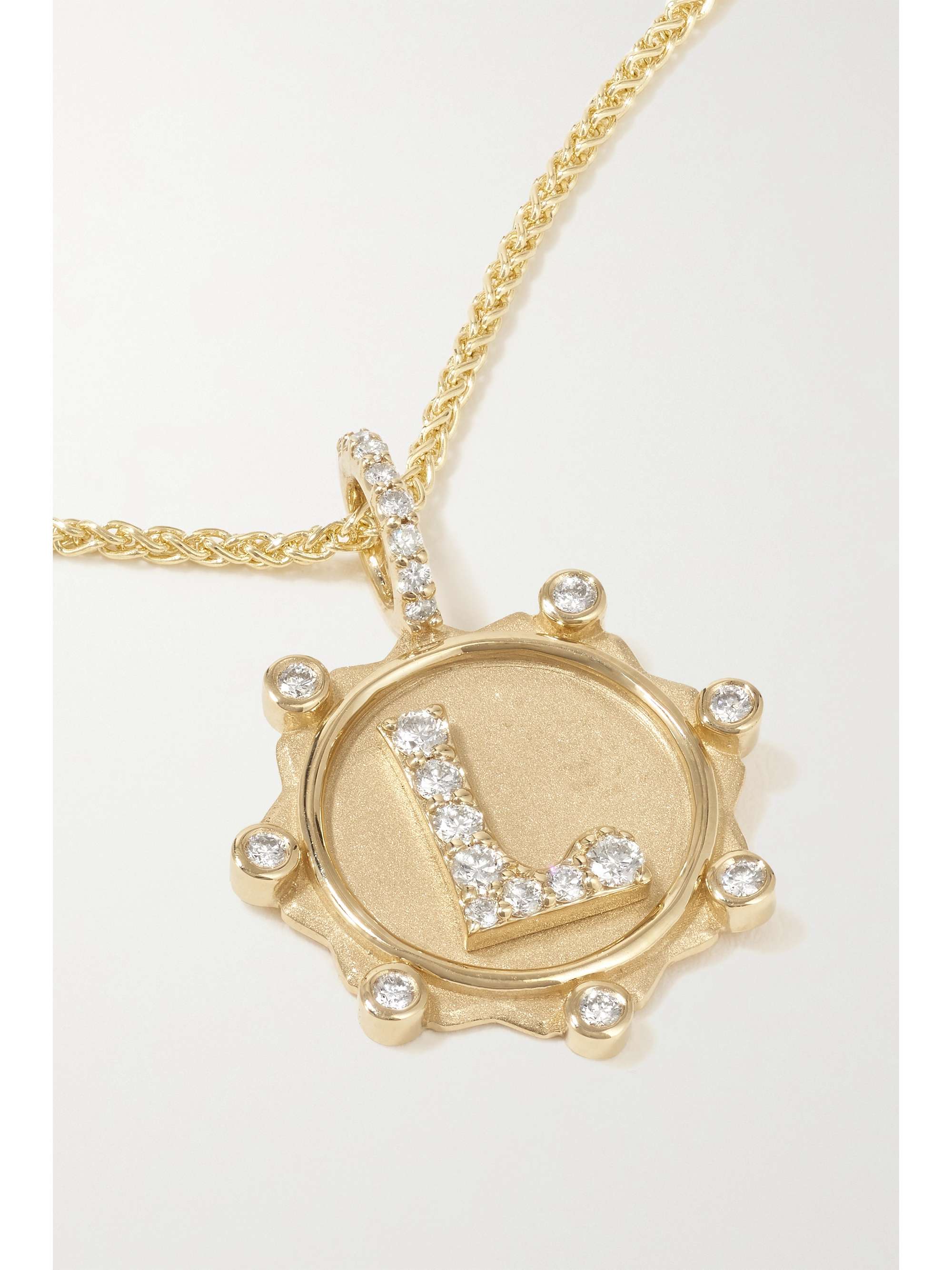 MARLO LAZ Initial Coin 14-karat gold diamond necklace