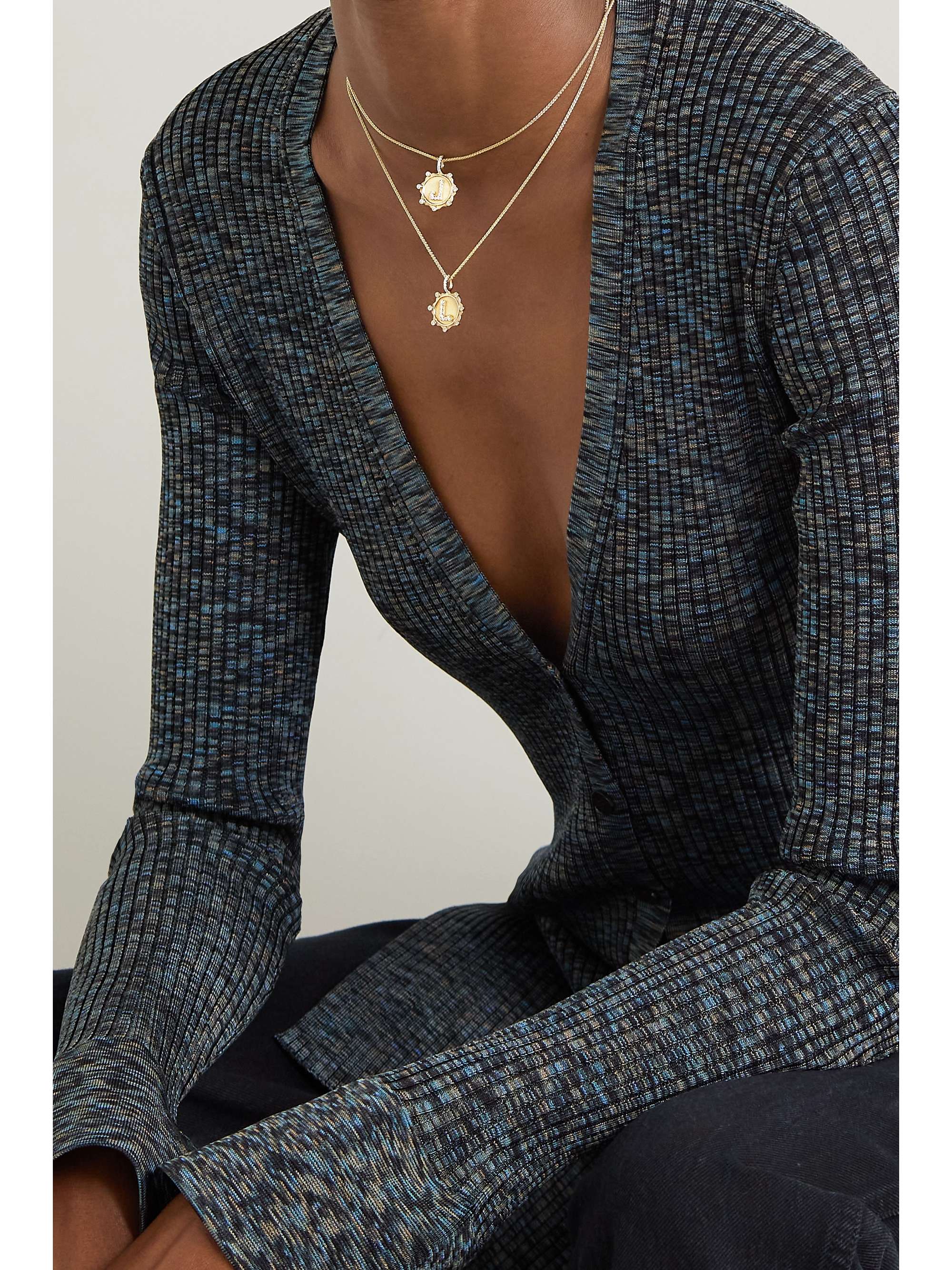 MARLO LAZ Initial Coin 14-karat gold diamond necklace