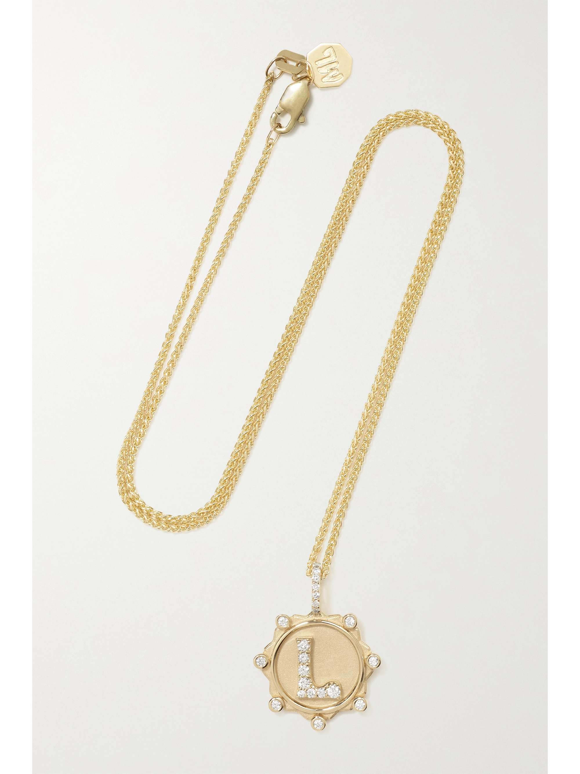 MARLO LAZ Initial Coin 14-karat gold diamond necklace