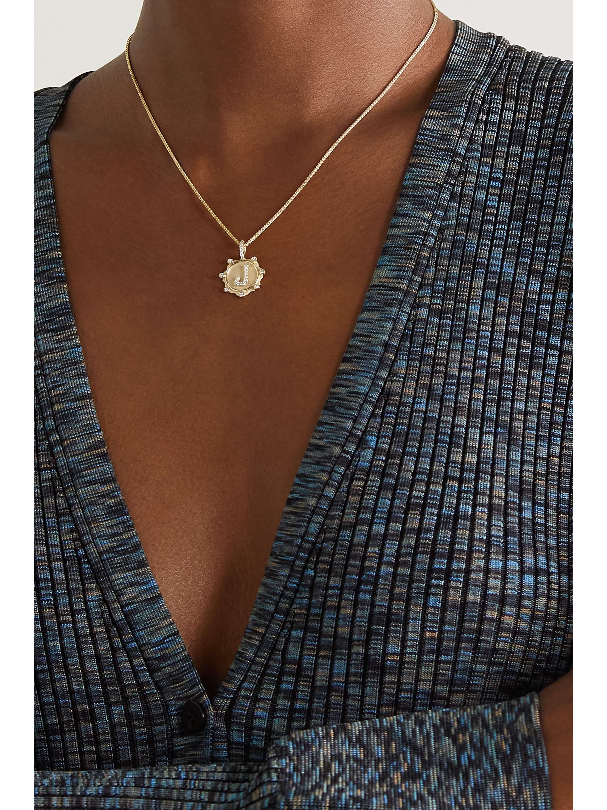 MARLO LAZ Initial Coin 14-karat gold diamond necklace