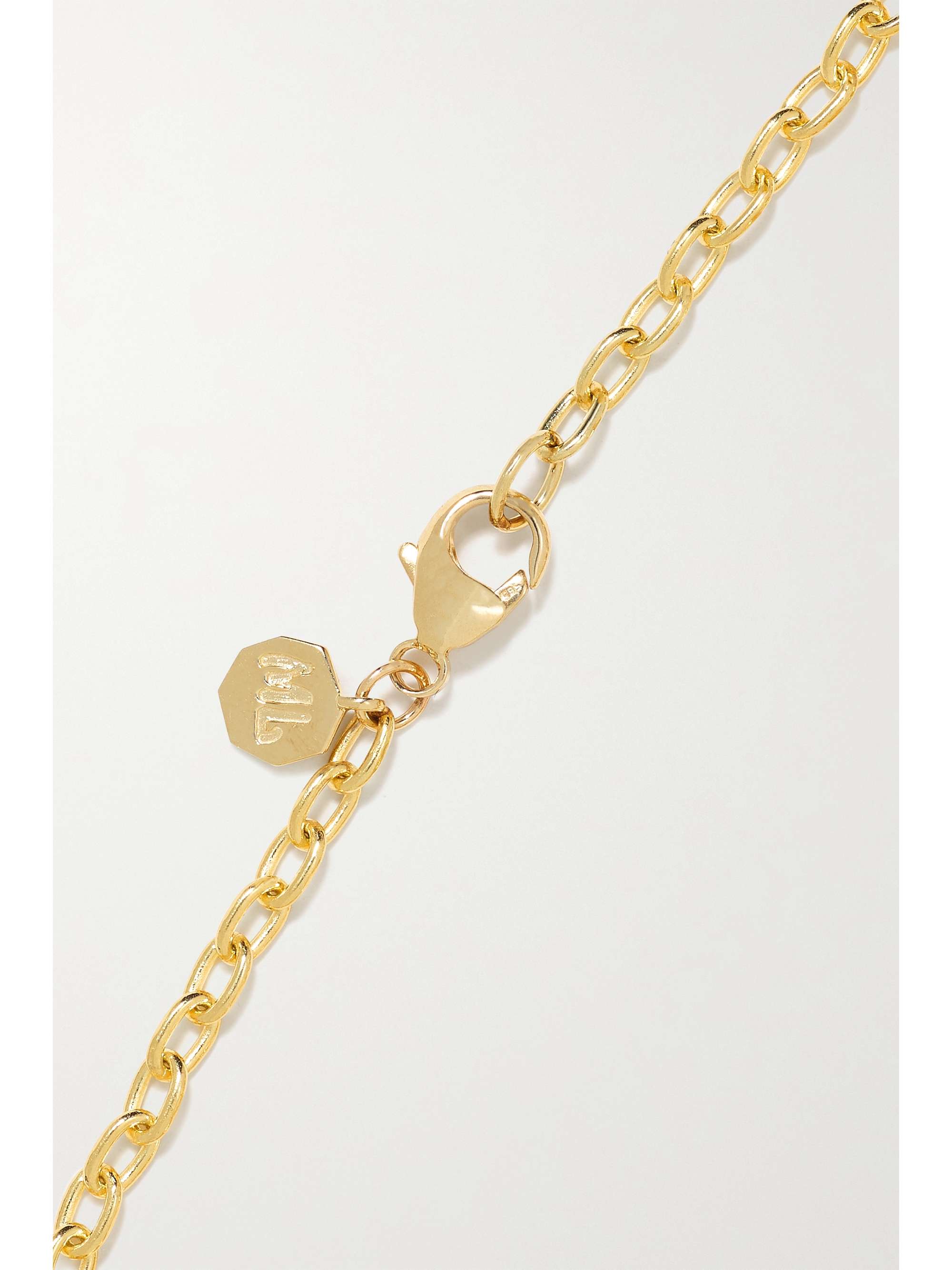 MARLO LAZ Mini Porte Bonheur Coin 14-karat gold, enamel and tourmaline bracelet